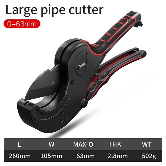 2-1/2″ 63mm Ratcheting PVC Pipe Cutter Stainless Steel PEX PE/Rubber Hose/Tube
