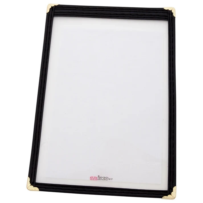 Winco Single Menu Cover, 8.5-Inch x 5.5-Inch, Black, 5 Pack!