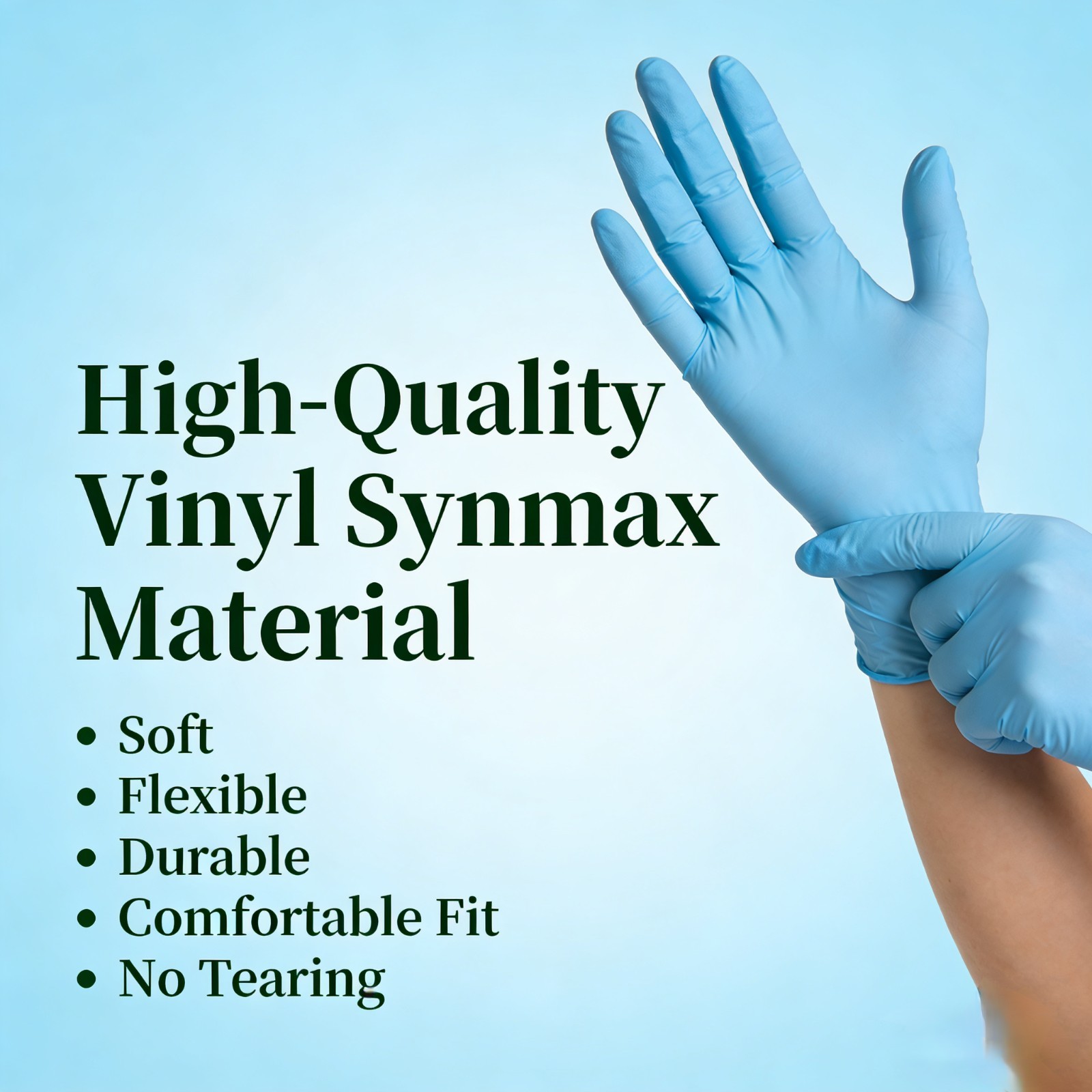 Blue Vinyl Synmax Exam Gloves Latex Free Powder Free Disposable Gloves 100pcs