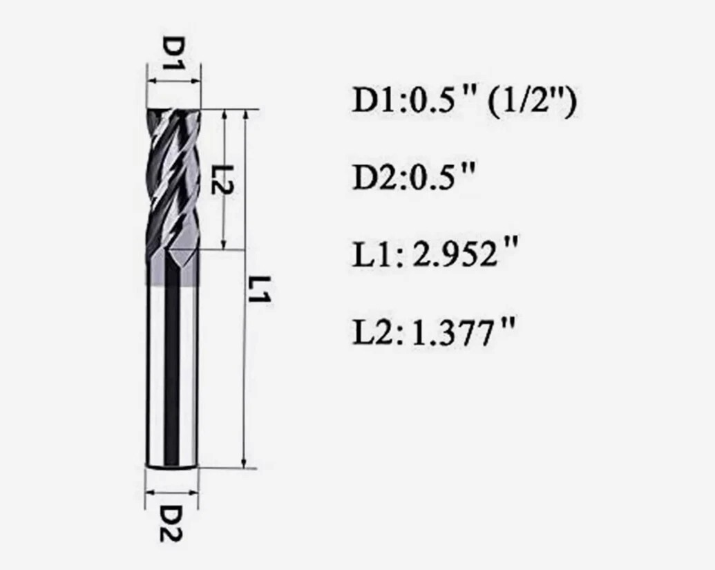 5 PCS 1/2″ 4 Flutes Square Helix Carbide End Mill Bits AlTiCrN Coated HRC 50