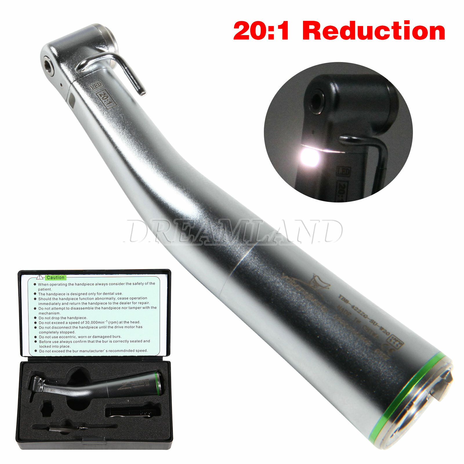 Dental 20:1 LED Fiber Optic Implant Contra Angle Handpiece SG20L Fit NSK Ti-Max