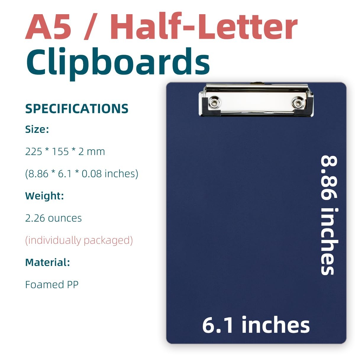 Small Clipboards 6″ X 9″ Mini 4-Pack Half Letter Memo Size Black
