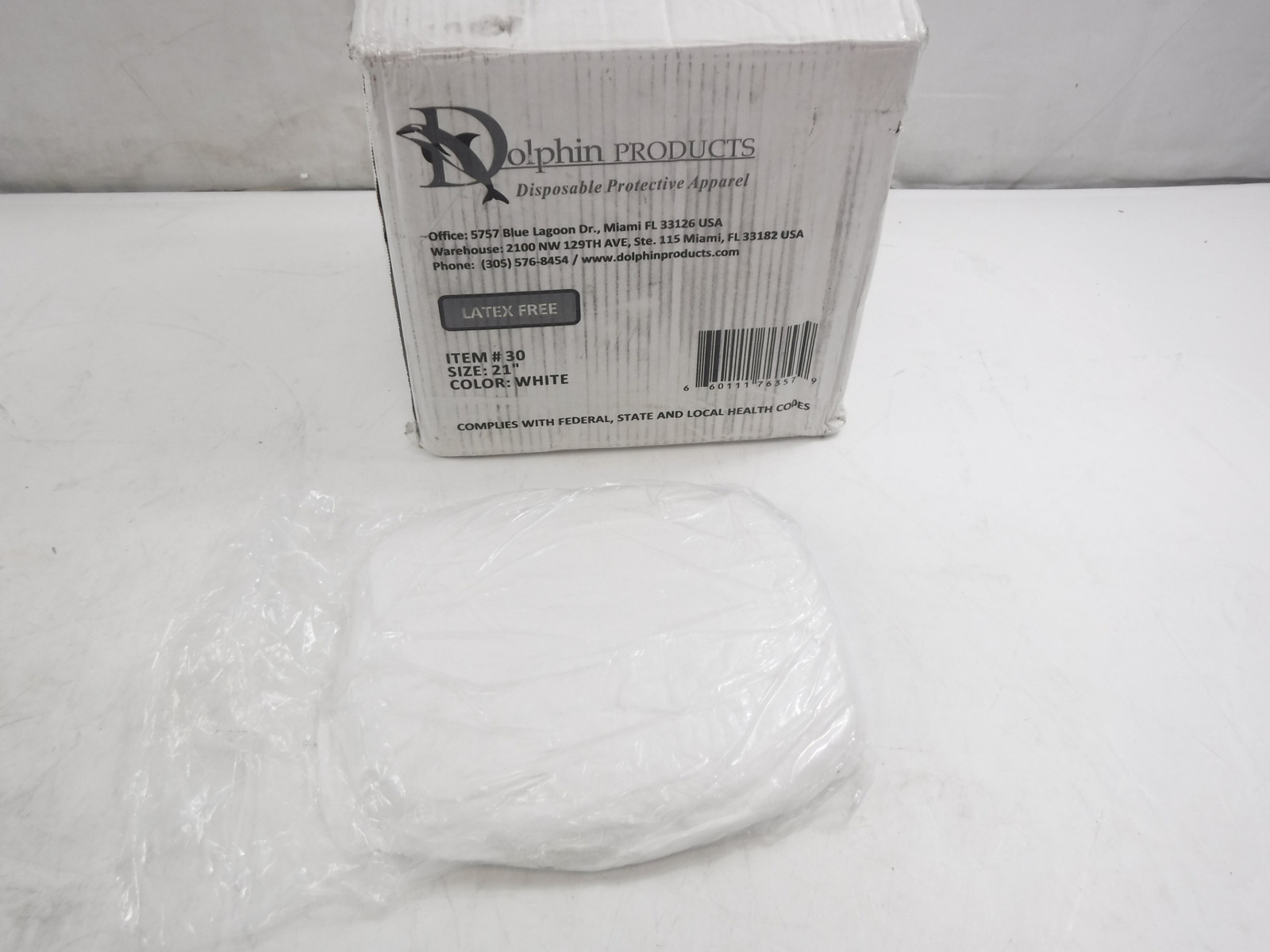 1000 Pack Dolphin Products 21″ White Polypropylene Non Woven Bouffant Caps 30