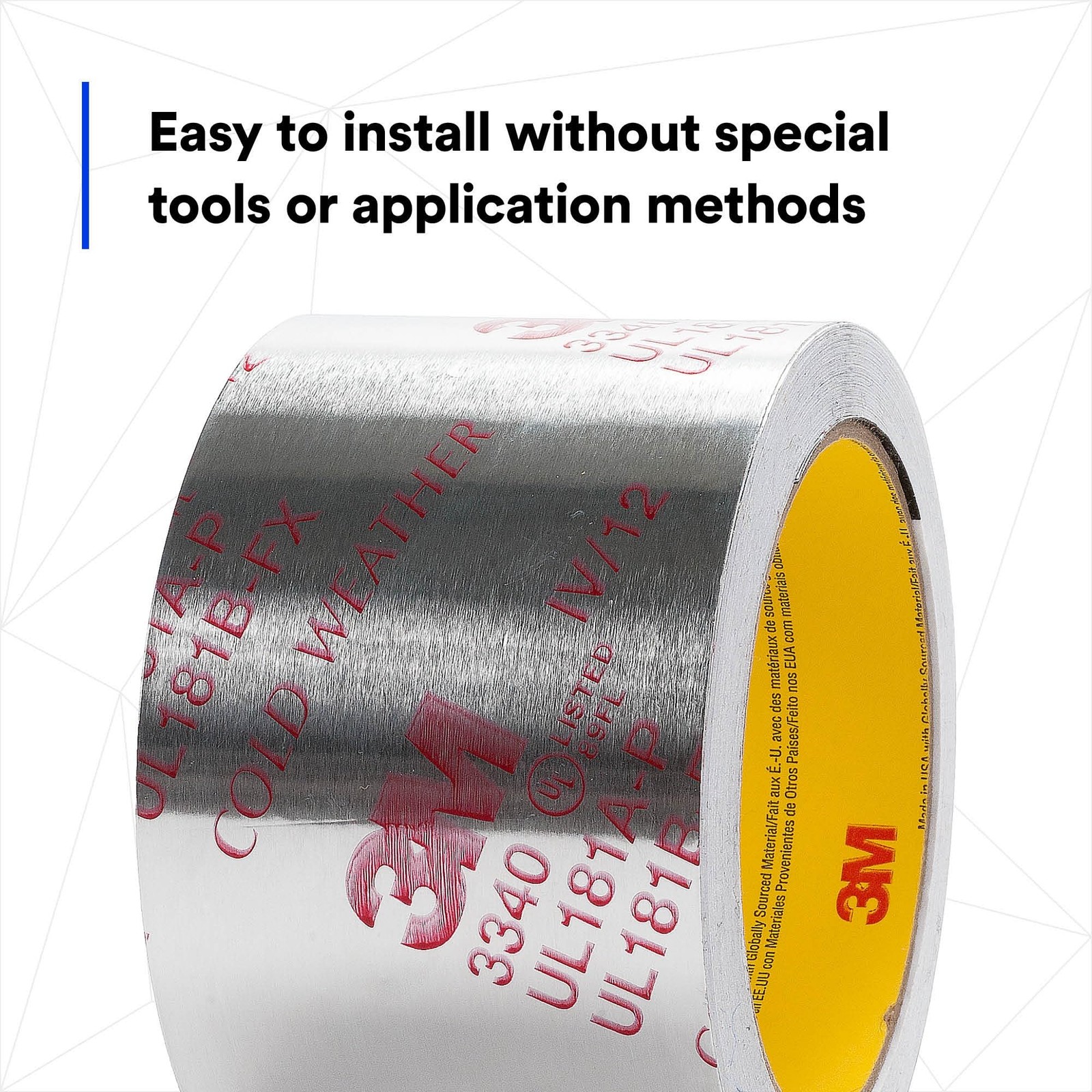 3M Aluminum Foil Tape 3340, 2.5″ 2.5 inches x 50 yards x 0.004 inches, Silver