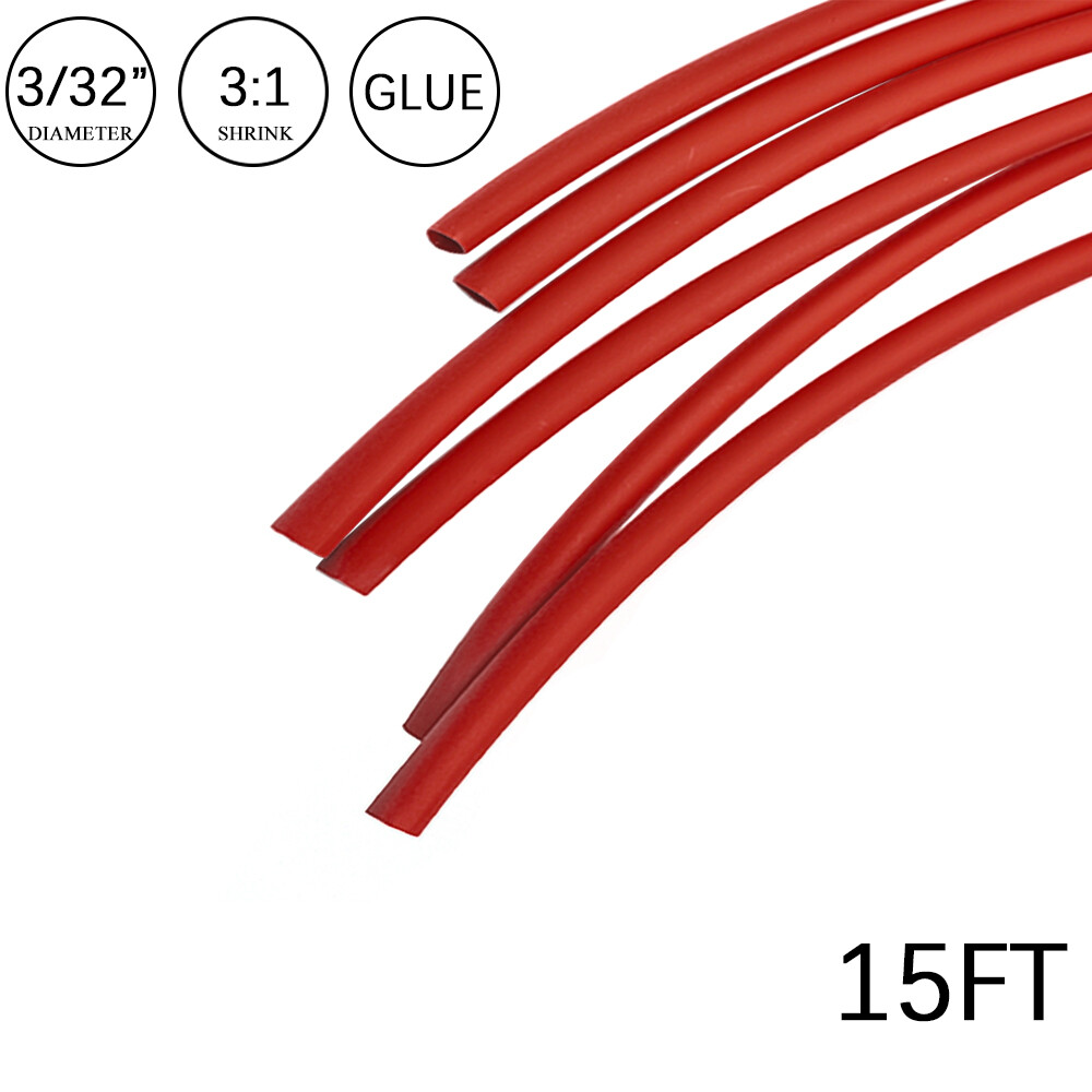 3:1 Heat Shrink Tubing 3/32″ 15FT Red Glue Waterproof Dual Wall Wires Wrap