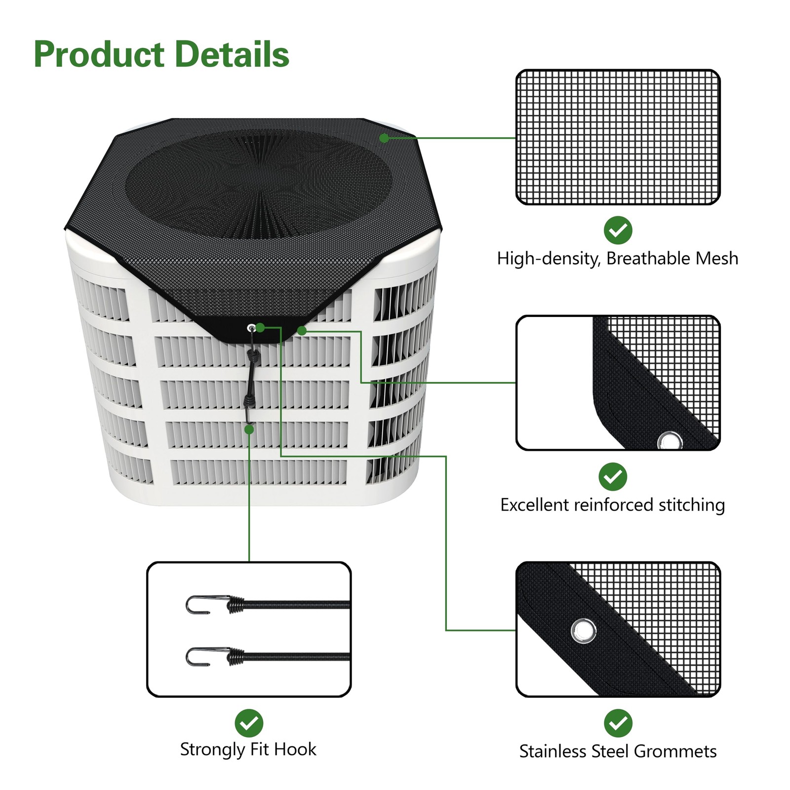 Central Air Conditioner Covers for Outside, 36×36 AC Unit inches, Black