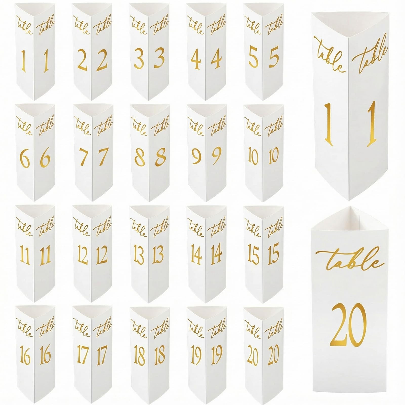 Trifold Wedding Table Numbers 1-20 Table Number Cards Black and White Freesta…