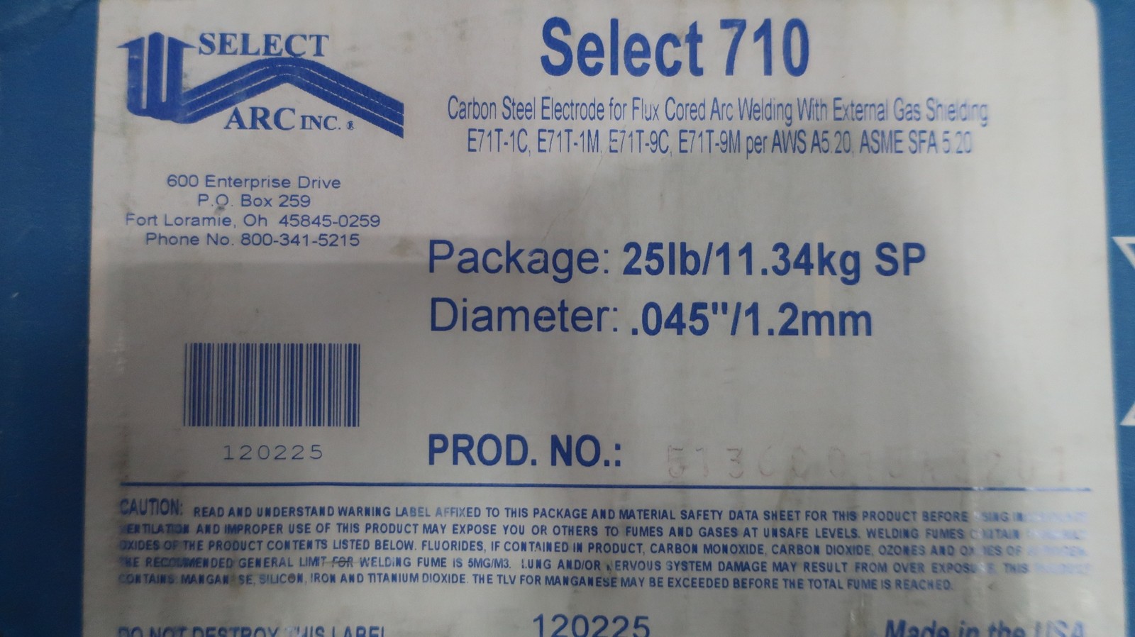 Select Arc 710 Carbon Steel Electrode 0.045in 25lb Spool