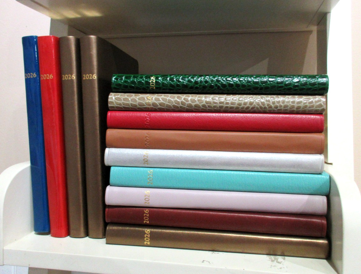 2026 Datebook Desk Diary Planner Patent Leather Cover Graphic Image RED