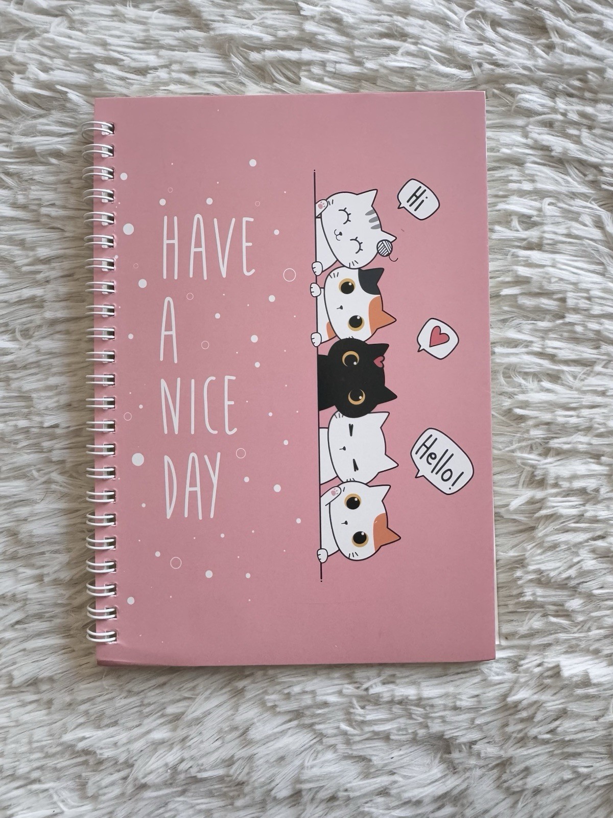 Have A Nice Day Cat Lover Pink Journal A5 Spiral Notebook Lined Ruled