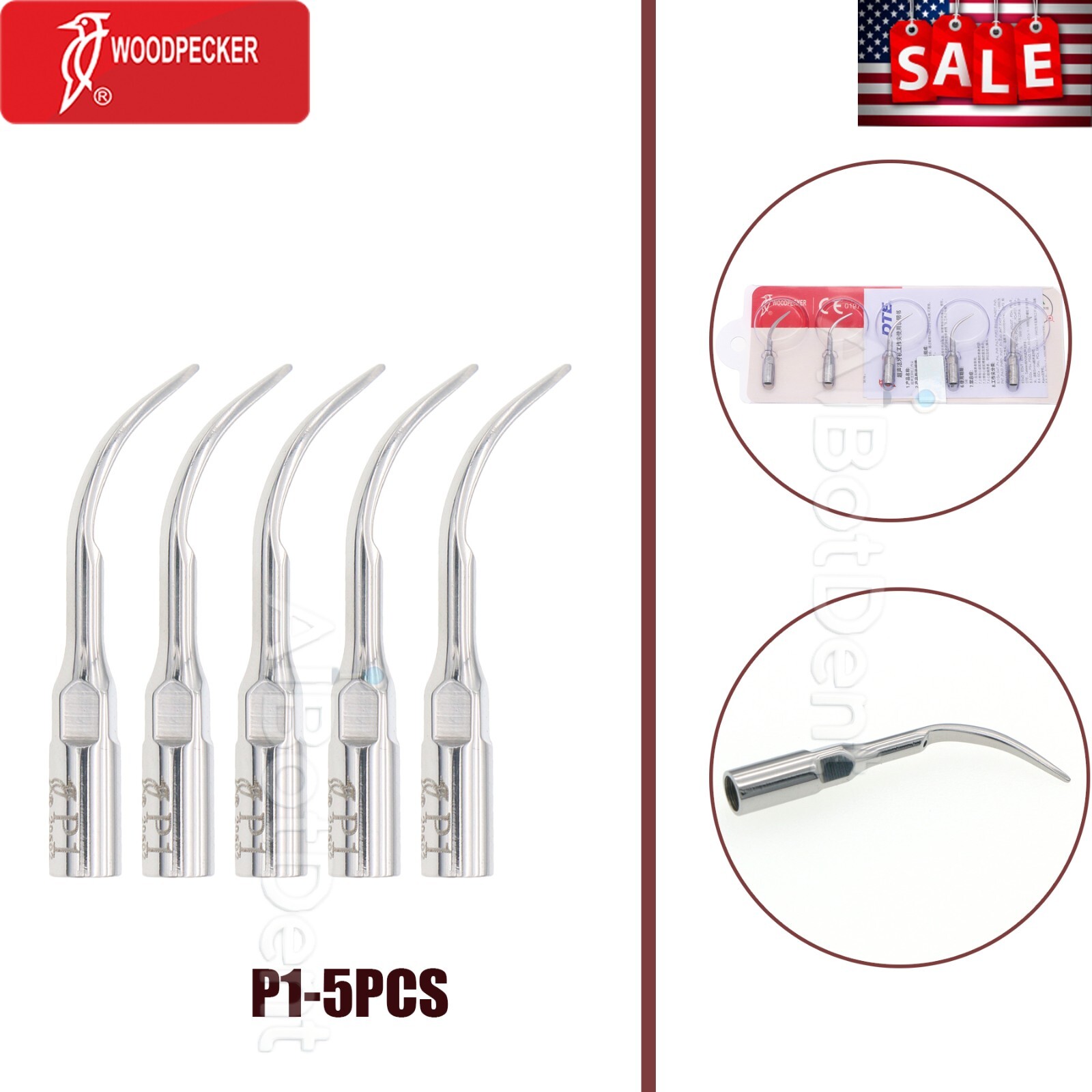 US Woodpecker Piezo Handpiece HW-5L Ultrasonic Scaler UDS-E P N2 N3 LED Tips EMS