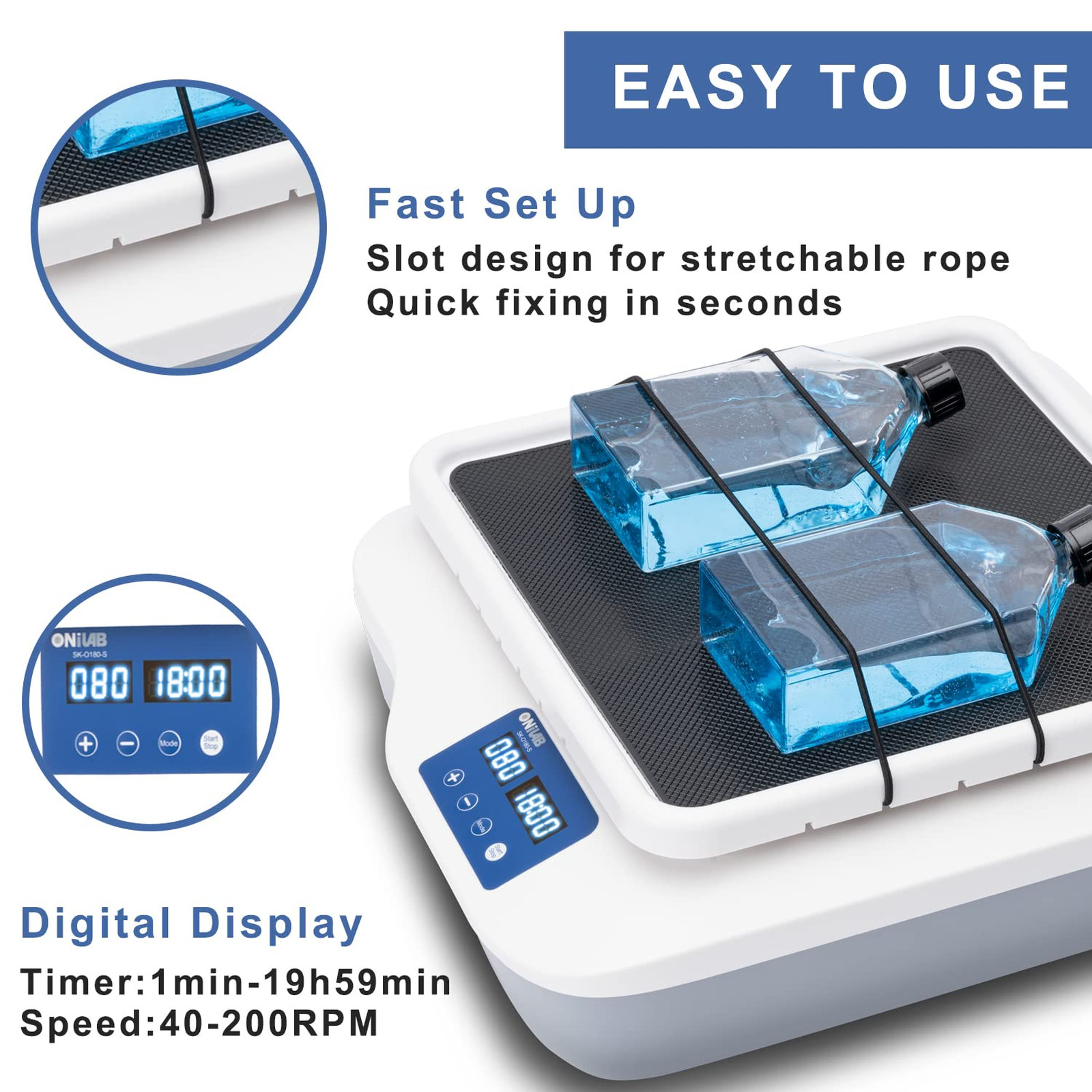 Digital Orbital Shaker Adjustable Speed 40-200RPM Capacity 2KGS LCD Display Lab