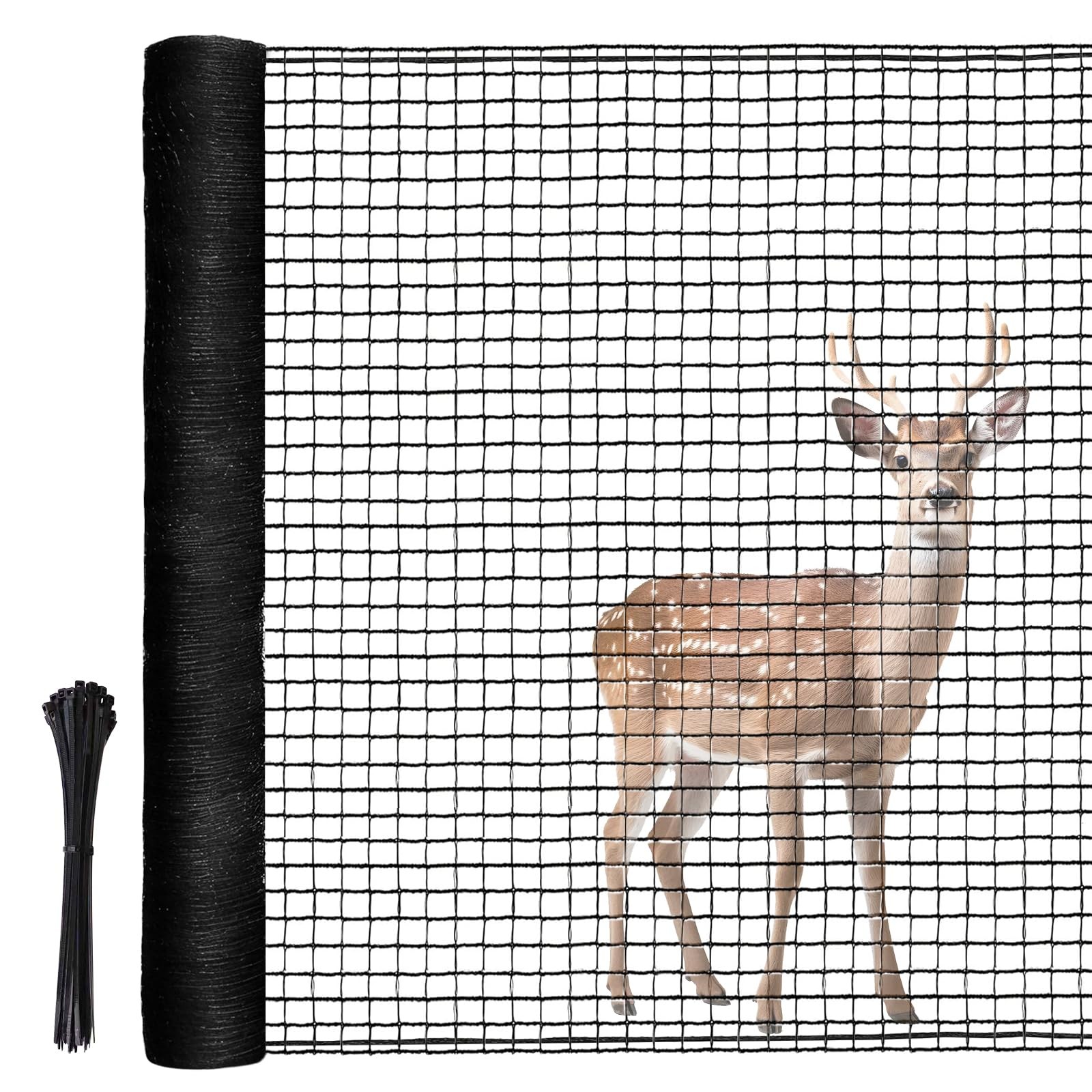 Deer Fence, 4 X 50 FT Temporary Fence for Garden Outdoor Yard, Plastic Mesh Fen