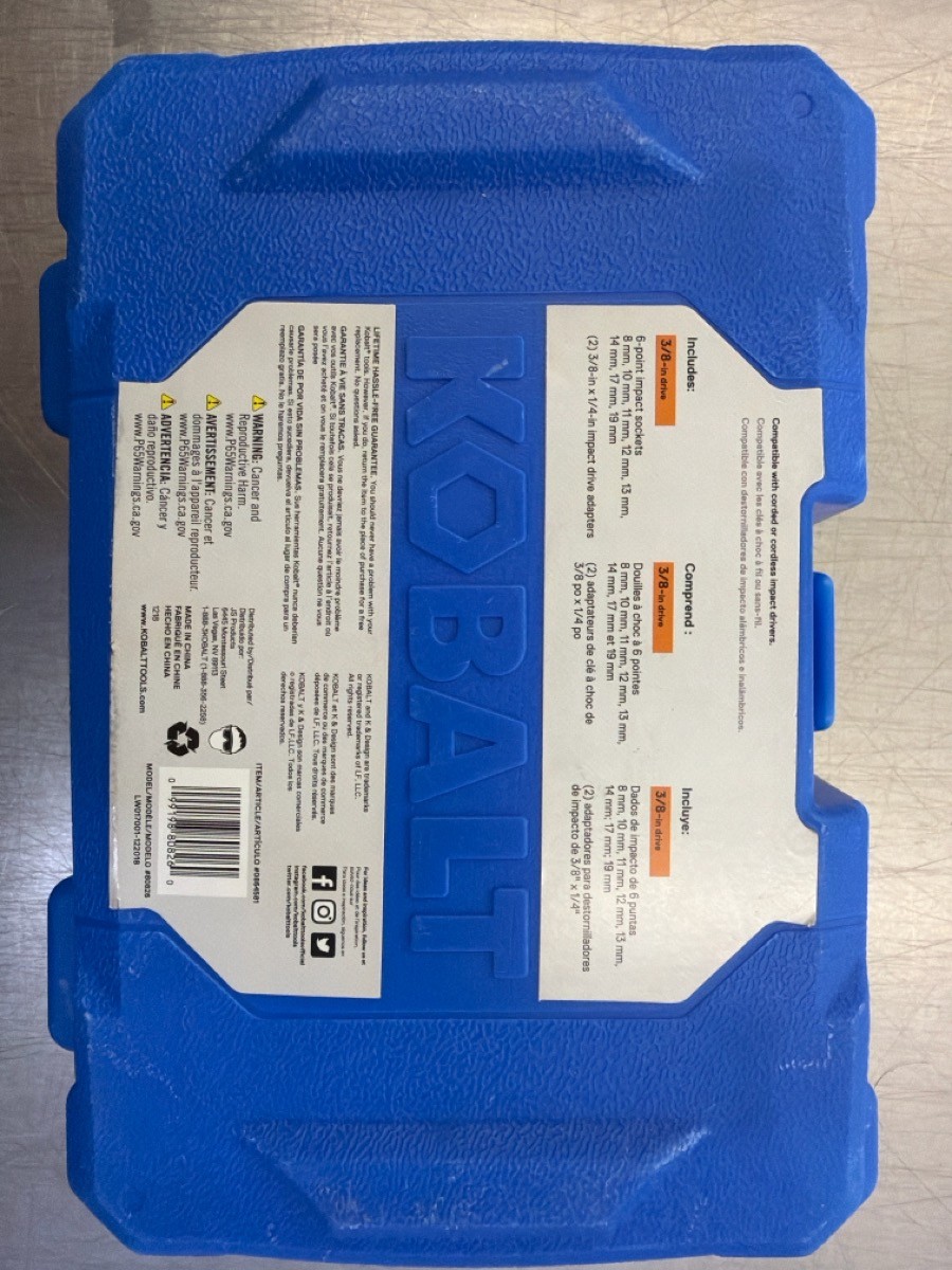 KOBALT TOOLS 0864581 SET OF 10PC 3/8″ DRIVE IMPACT SOCKETS METRIC (CJL002082)