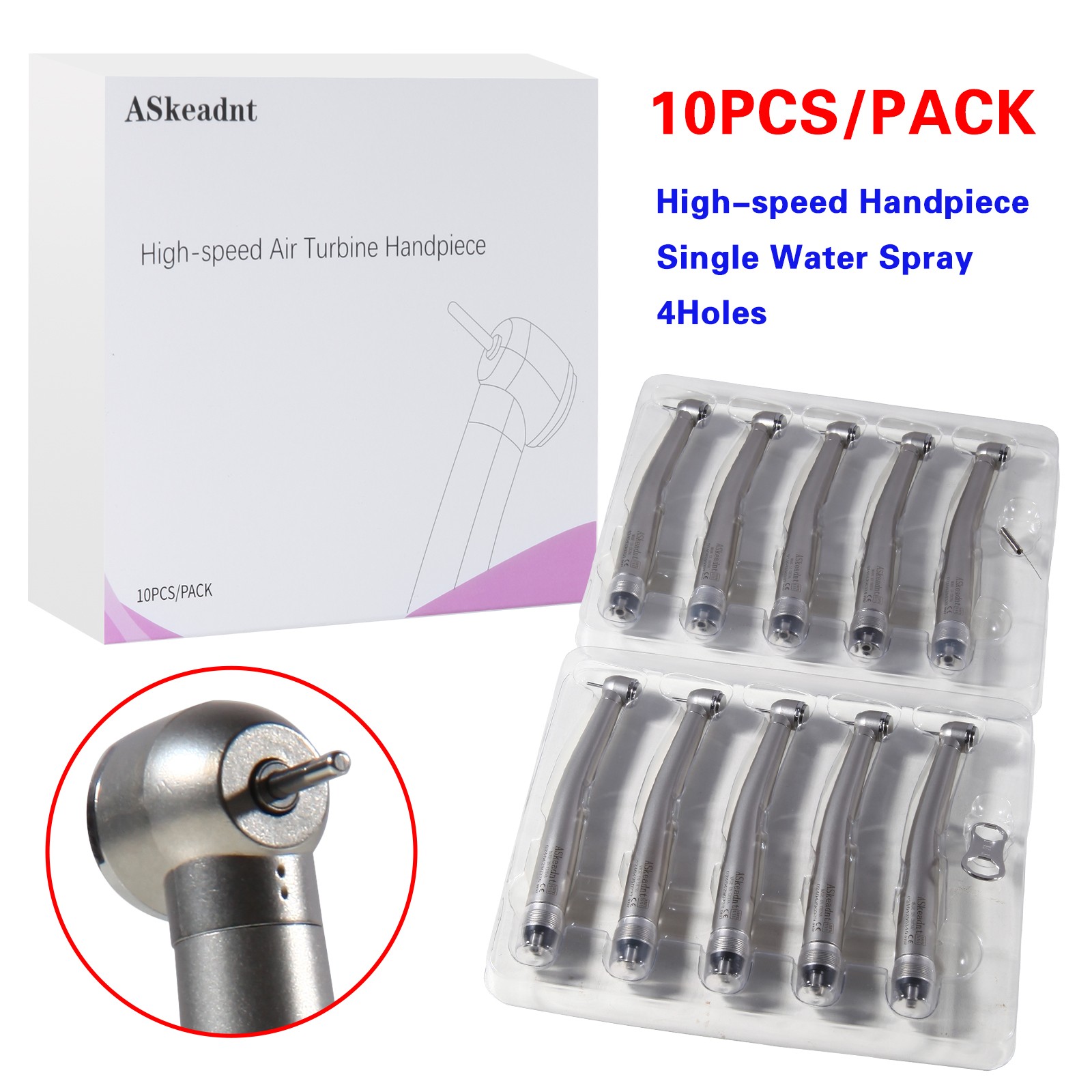 10* ADA4 Dental High Speed Handpiece Push Turbine 4 Holes Fit NSK Pana Max