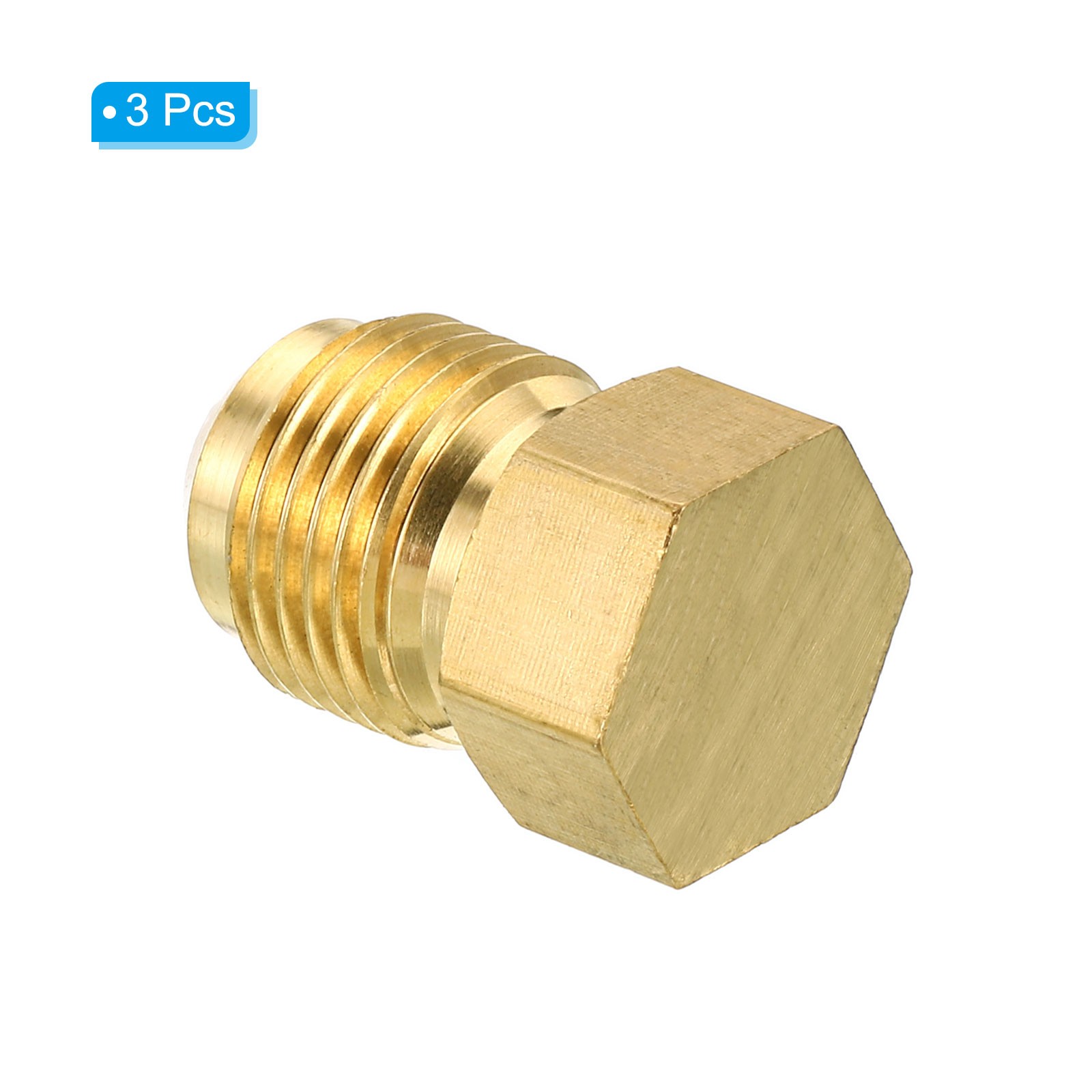3 Pcs Male 5/8″-18UNF Brass Flared Plug 3/8 SAE Flare Tube 45 Degree Fitting