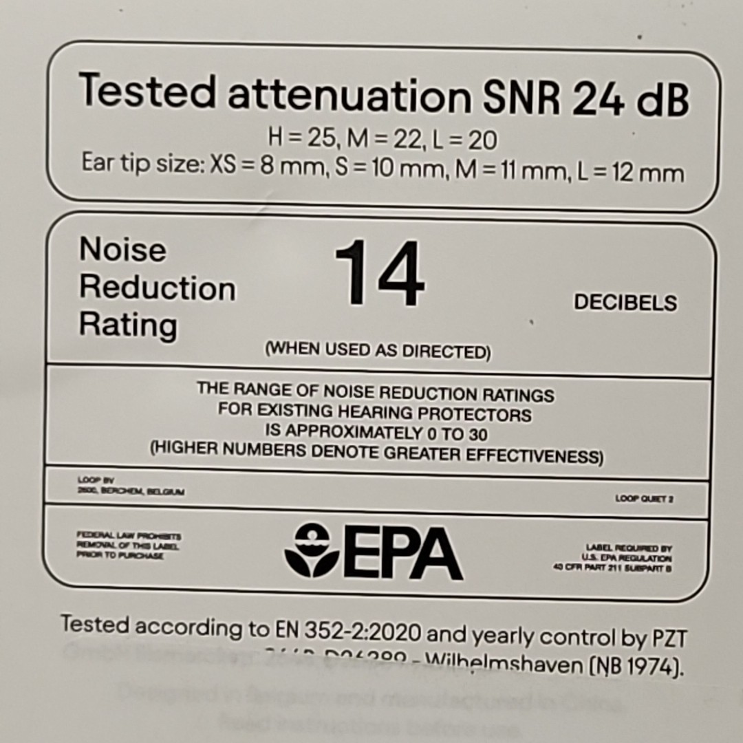 Noise Reduction Loop Quiet 2 (24dB) Reusable Earplugs ~ Violet ~ OPEN BOX