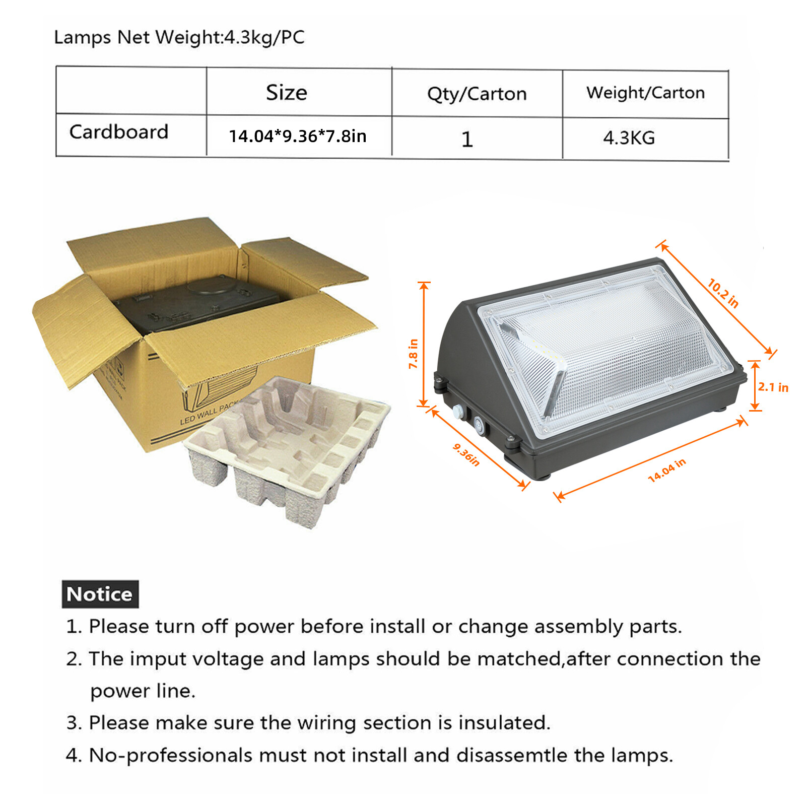 150W Outdoor LED Wall Pack Light Dusk to Dawn Home Garden Yard Security Lighting