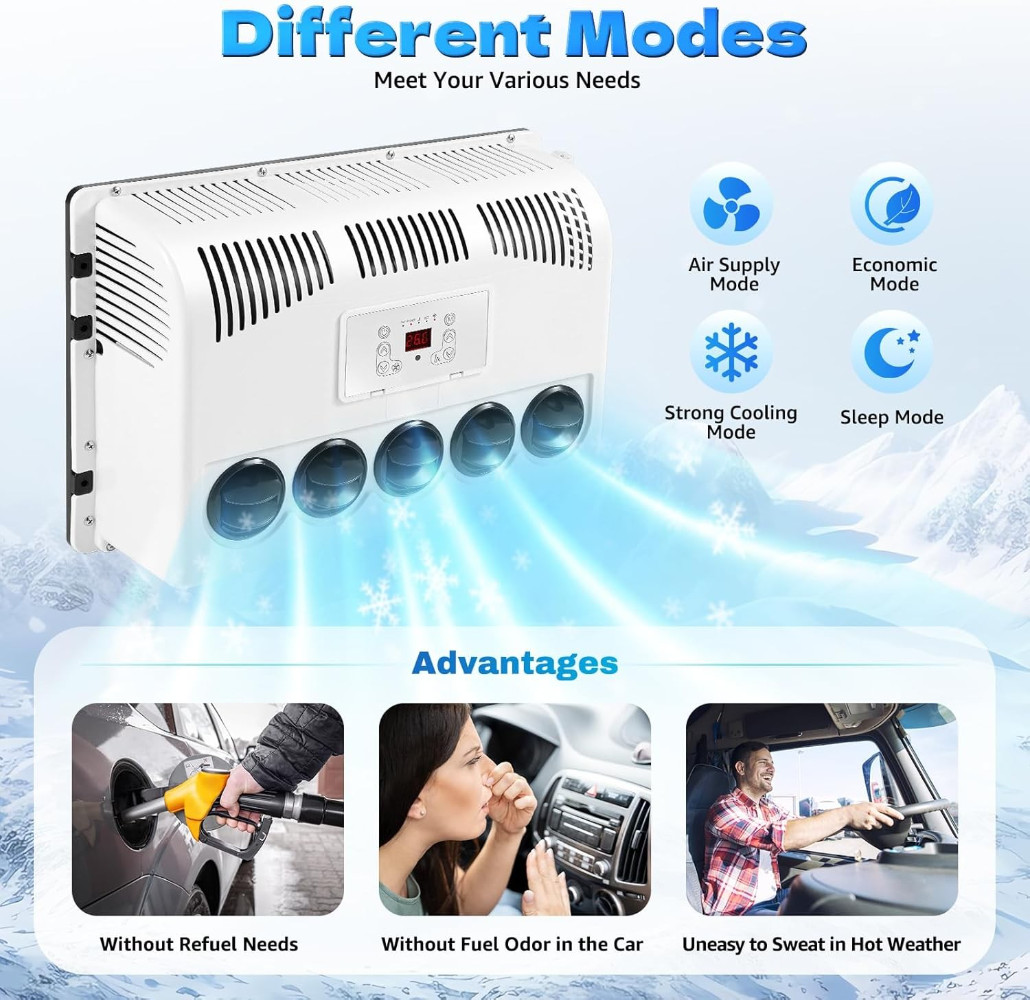 12V Truck Cab Air Conditioner Split AC Fits Semi Trucks Bus RV Caravan 11000 BTU