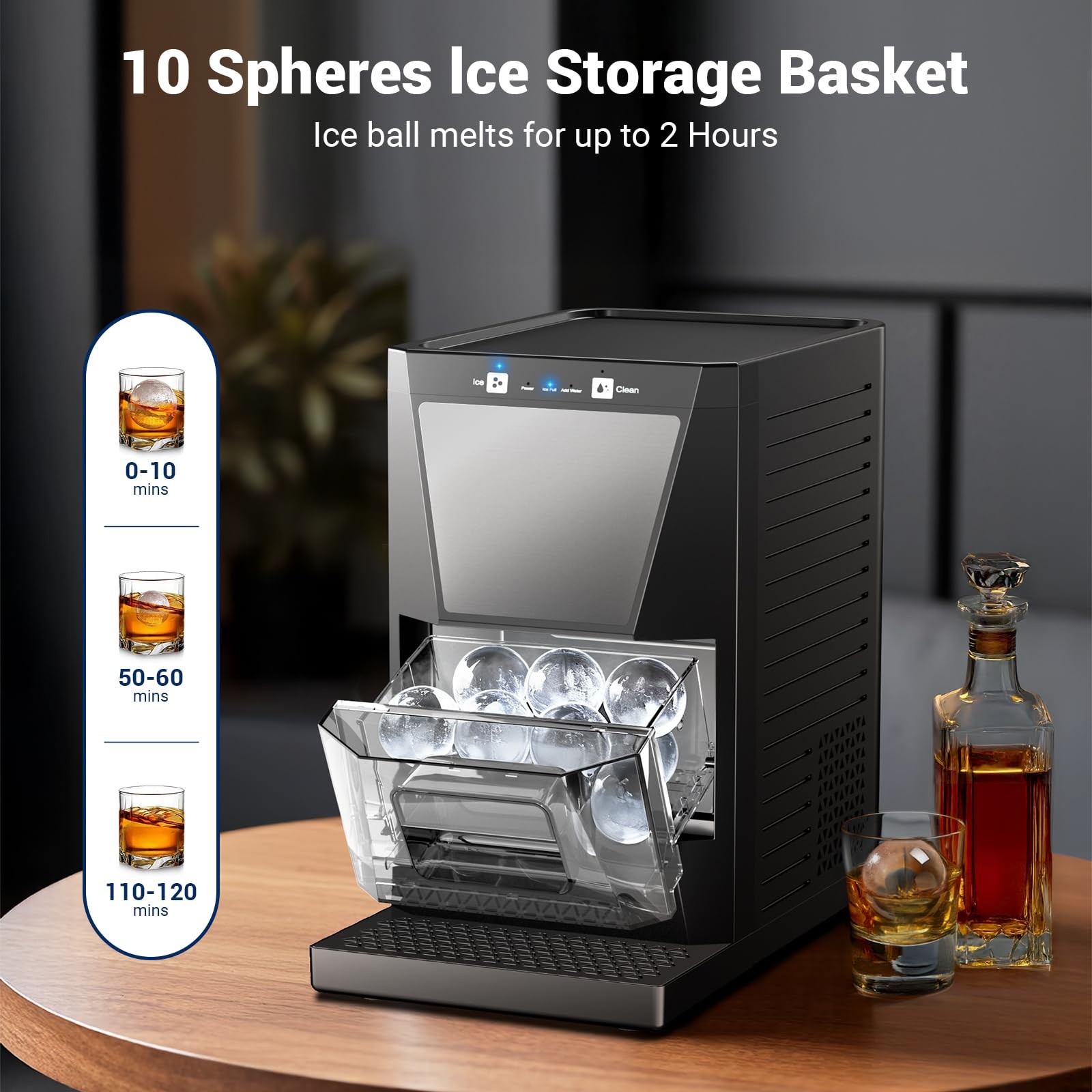 Sphere Ice Maker, 2″ Crystal Clear Ball Maker Whiskey & Bourbon, 72Pcs/Day