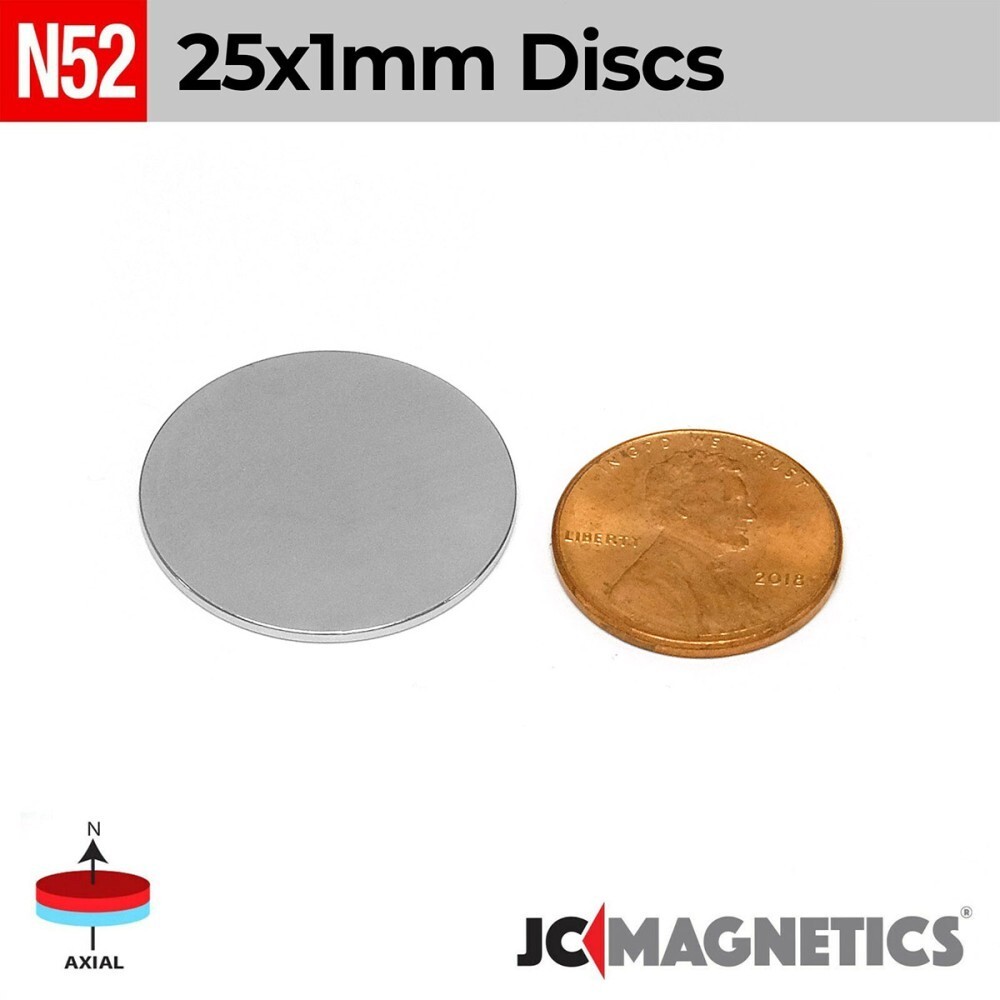 25mm x 1mm N52 Thin Super Strong Disc Rare Earth Neodymium Magnet 25x1mm
