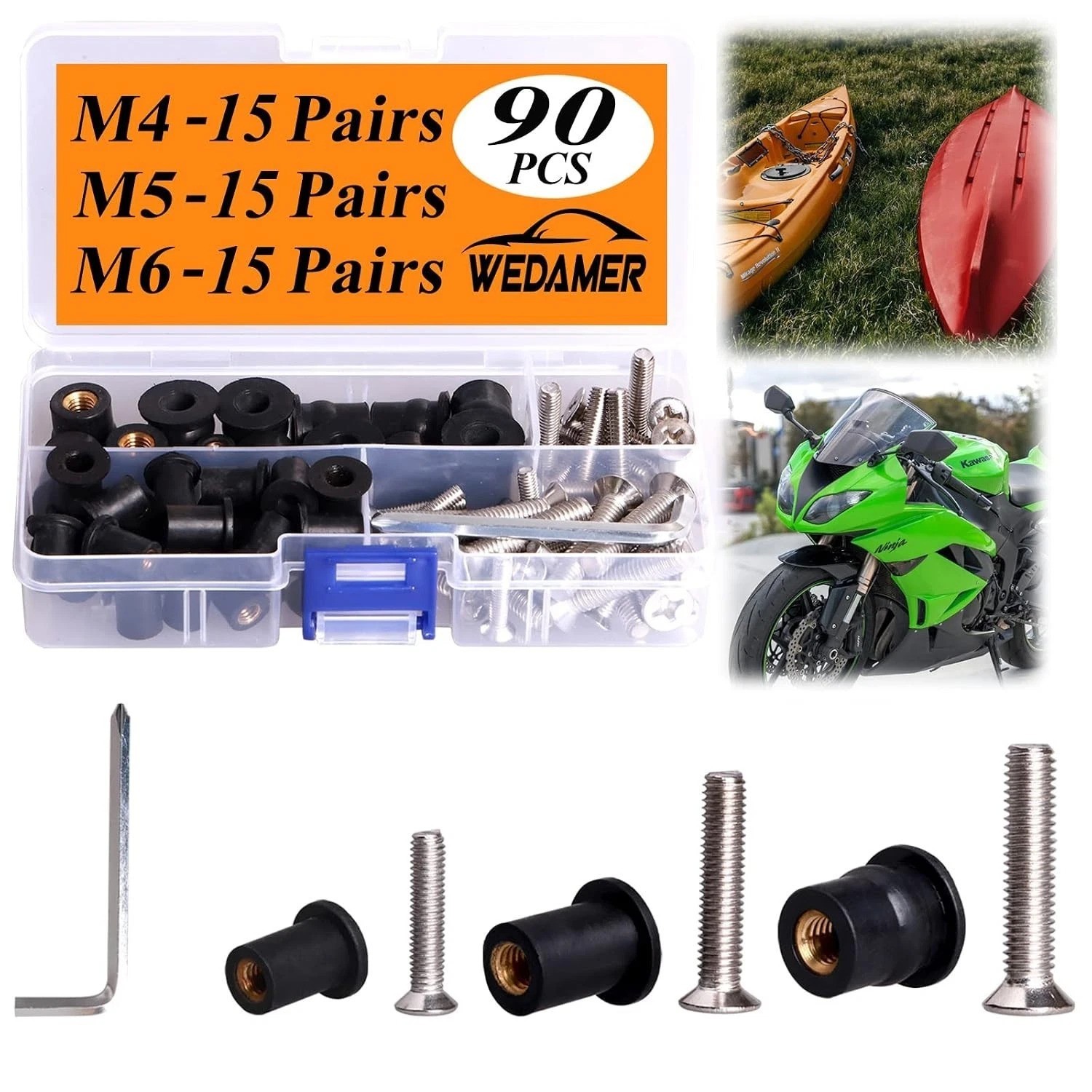 Complete 45-Pair Neoprene Well Nut Kit M4 M5 M6 – Ideal for Marine Applications