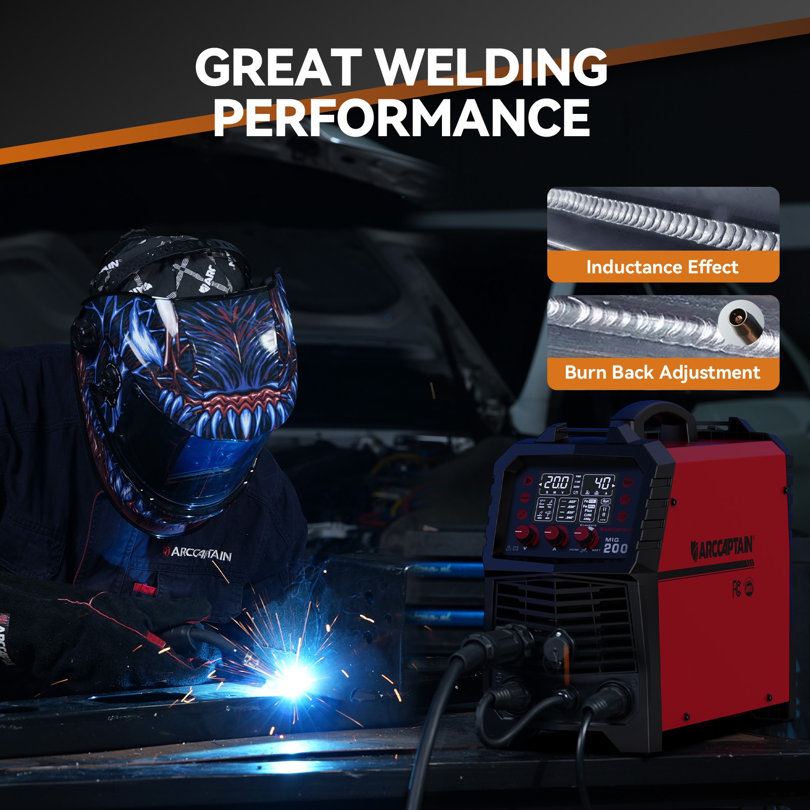 6IN1 MIG Welder 200A Multi Process w/Gasless Flux Core Stick Lift TIG 110V/220V