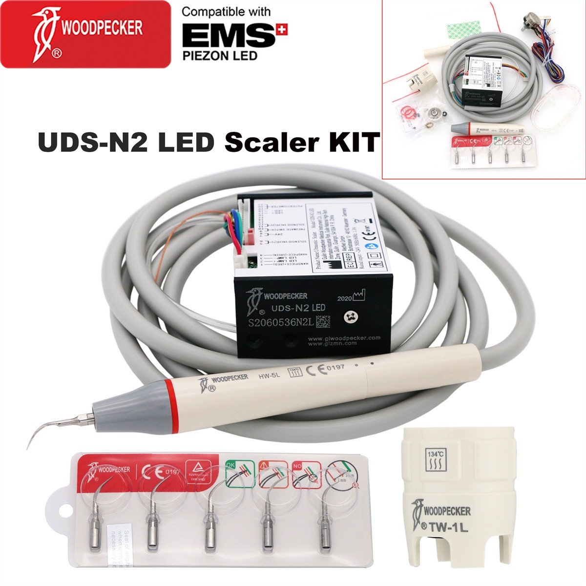 Woodpecker Dental Ultrasonic Scaler US N2-LED Scaler Handpiece HW-5L Fit EMS