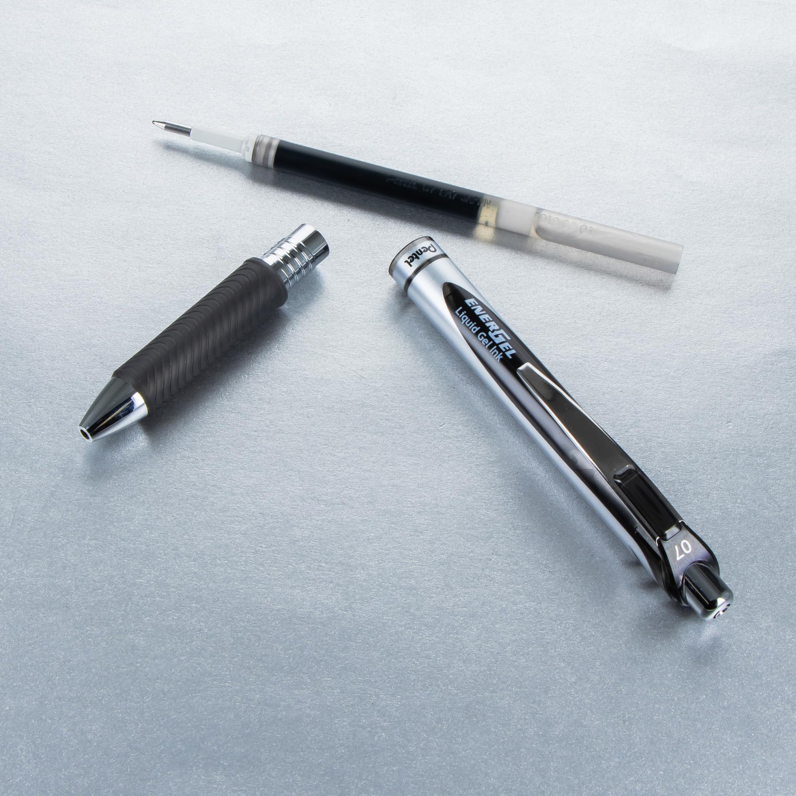 Pentel EnerGel RTX Gel Ink Pens, 0.7 Millimeter Metal Tip, Black Ink, 3 Packs