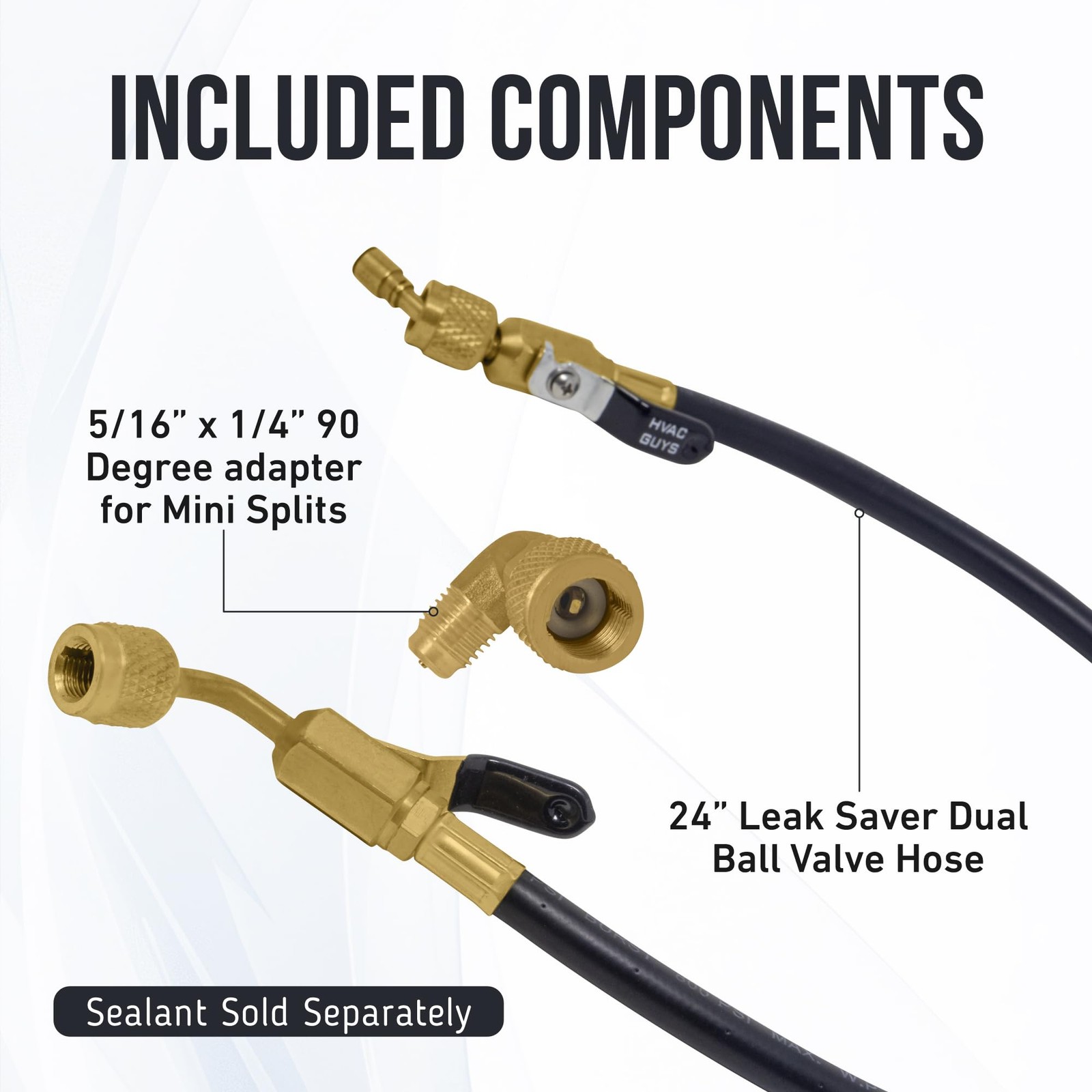 AC Leak Sealer Injector Hose Dual Ball Valve Kit HVAC Sealant Injector Tool
