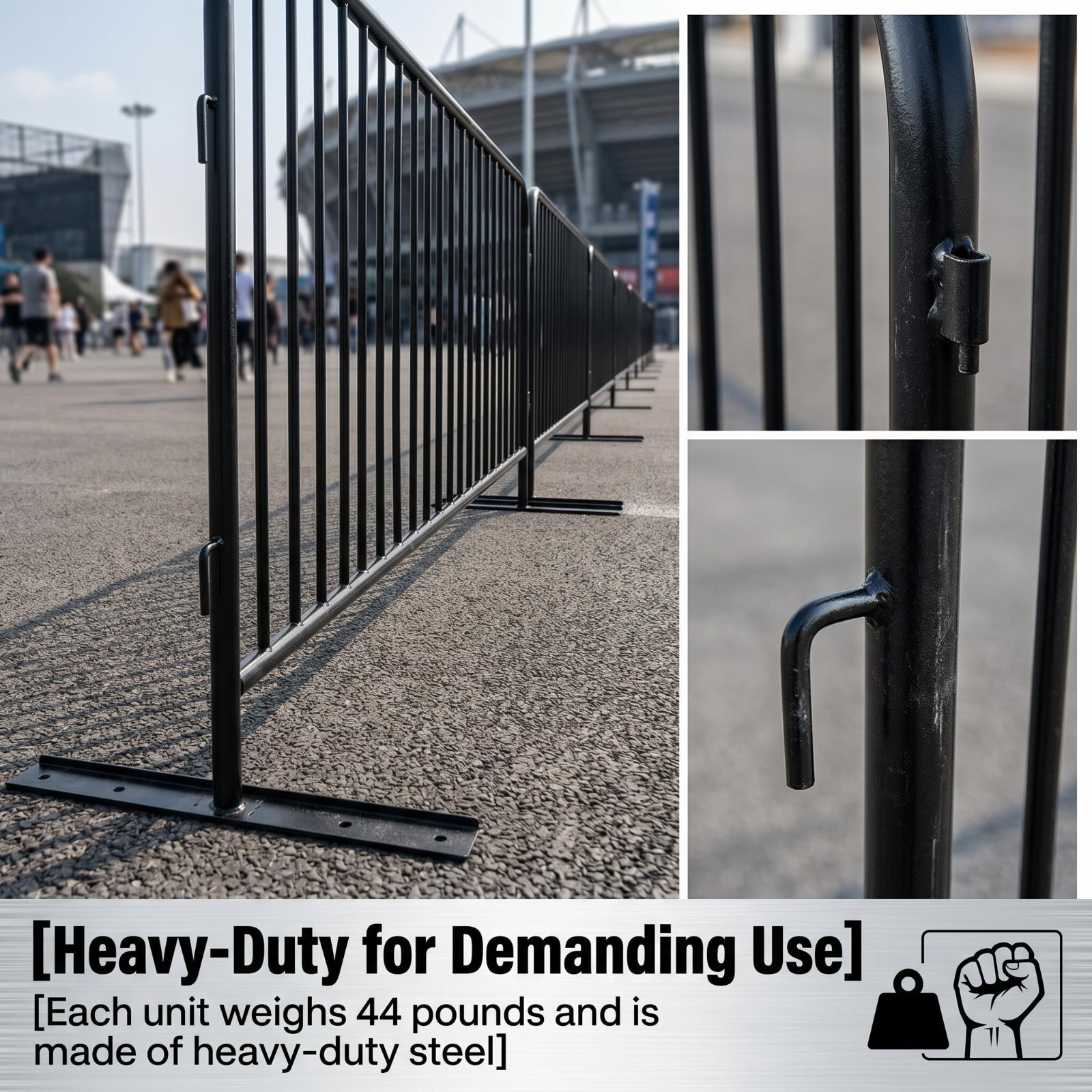 8.5ft Heavy Duty Interlocking Steel Safety Barriers Barricade Fence Guard 2-Pack