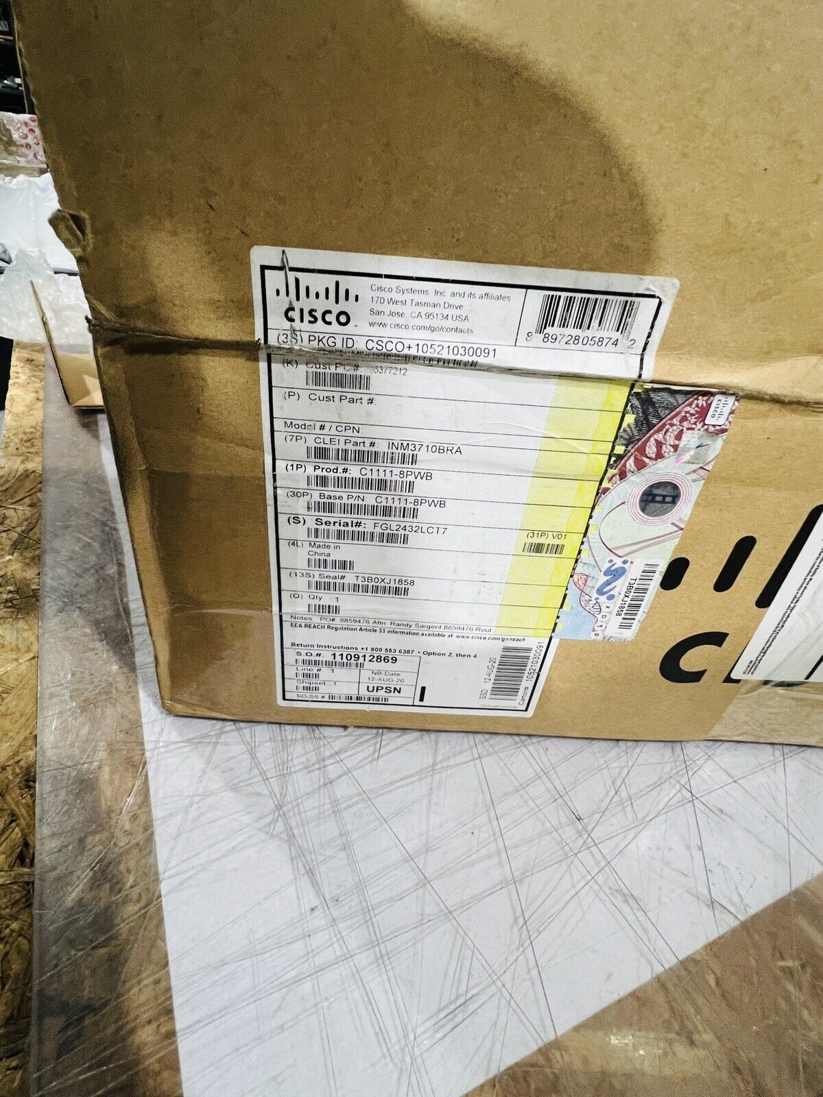 CISCO C1111-8PWB INM3710BRA ISR 1100 SERIES 8PW ADP-150BR B COVERED SN