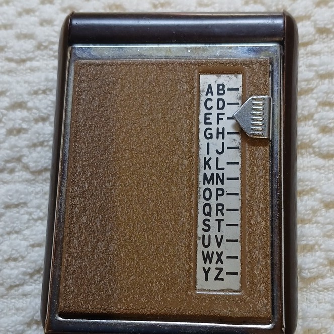 Vintage Rotary Address Book Brown Plastic Alphabetical Tabs Made in Hong Kong