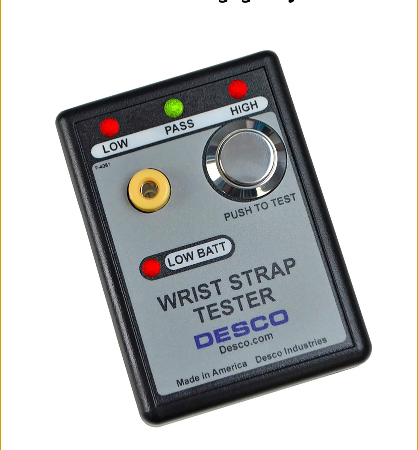 Desco 19240 Portable Wrist Strap Tester w/9V Battery, Hook & Loop Fastener incl.