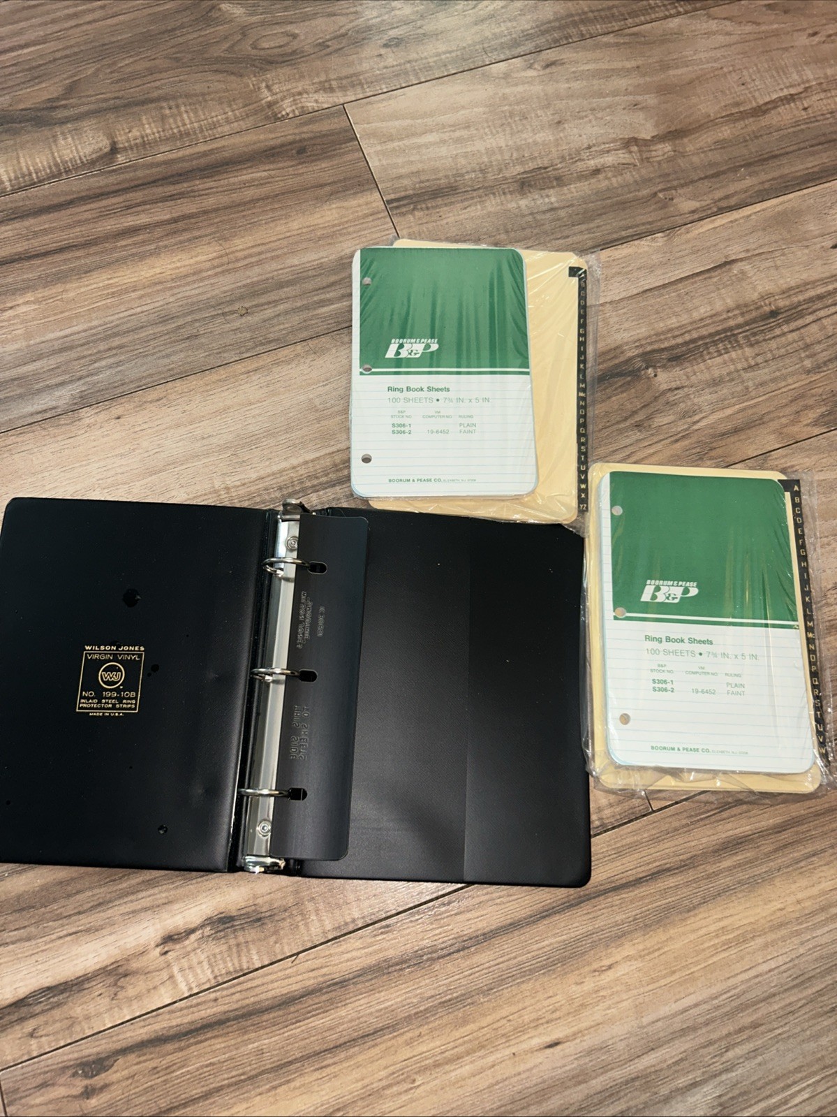 New Vintage Boorum & Pease Ring Book Sheets And 3 Ring Binder