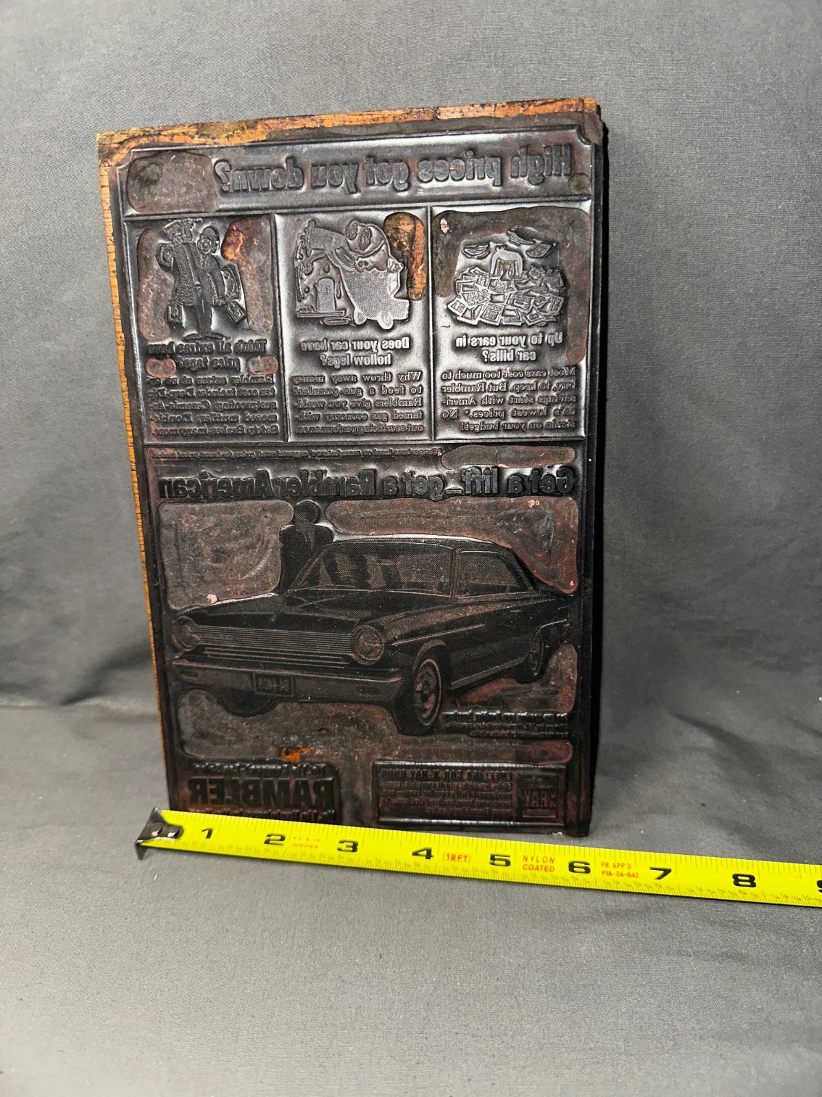 Printing Letterpress Printers Block Vintage Rambler Automobile