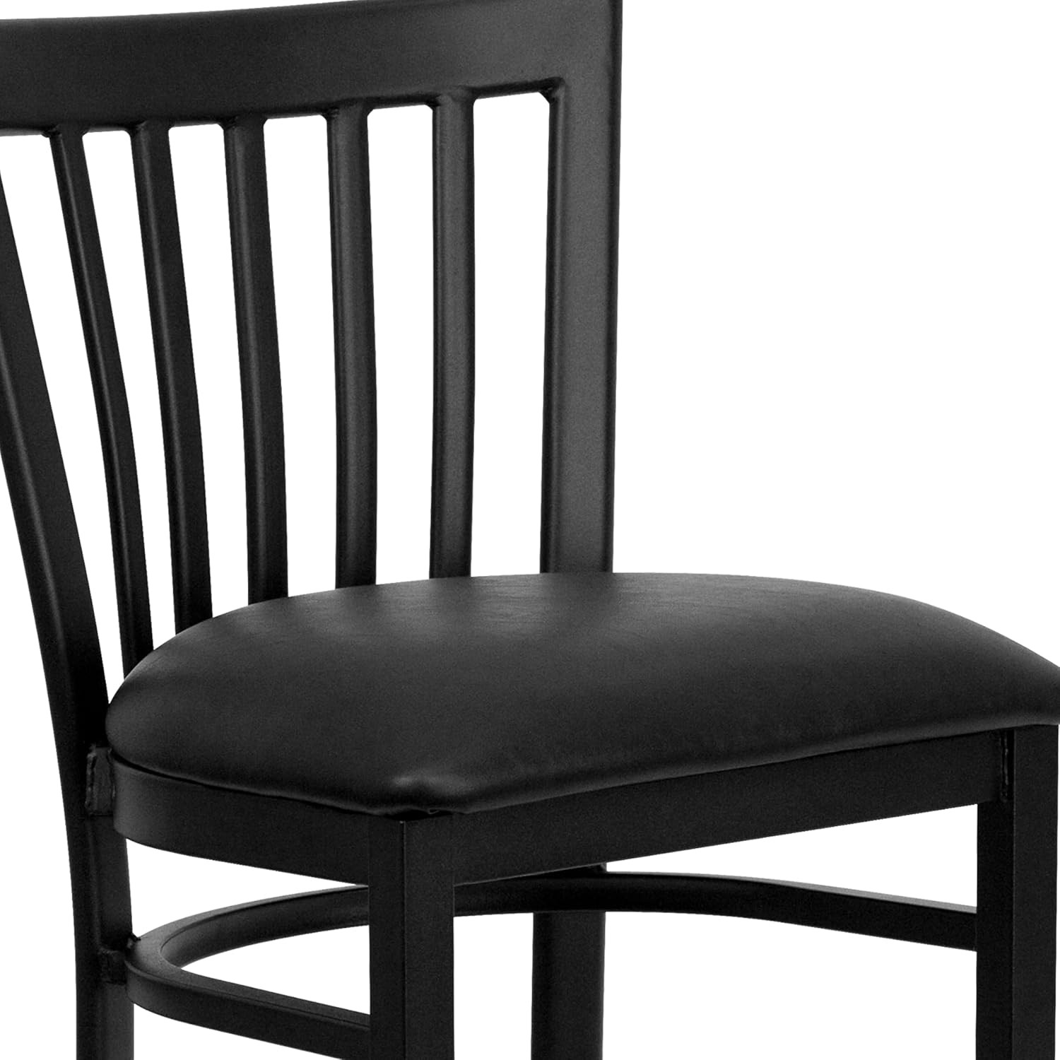 Hercules Black Metal Barstool with Vinyl Upholstery for Commercial Use