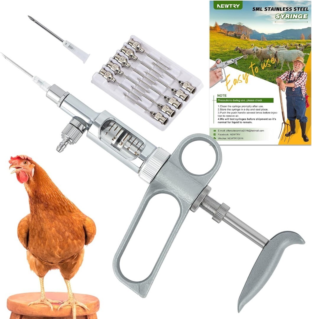 Jeringa de vacuna ajustable para animales bovinos, porcinos y ovinos, Bobino
