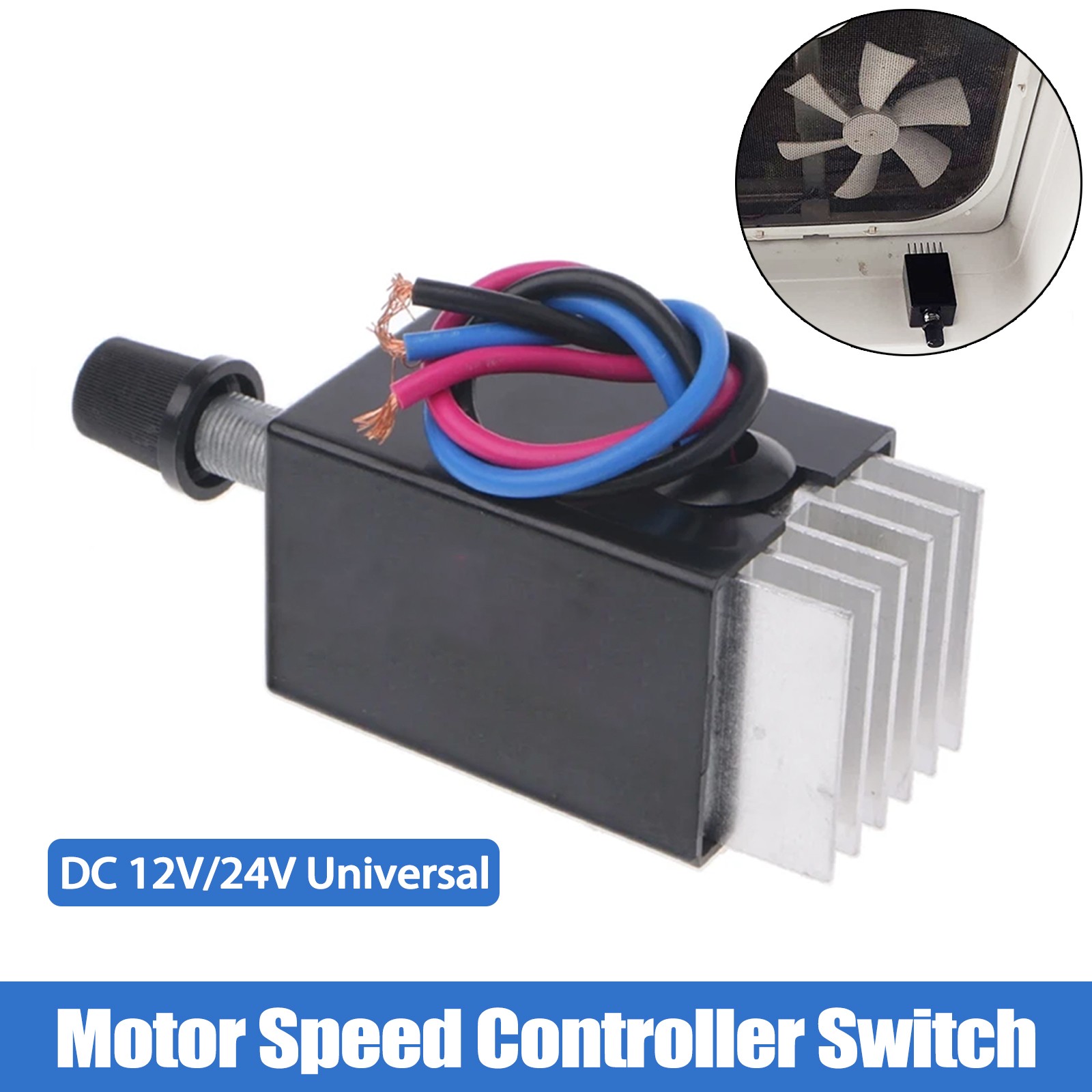 DC 12V 24V Motor Speed Controller Switch Car Fan Bulb Heater Air-Conditioner
