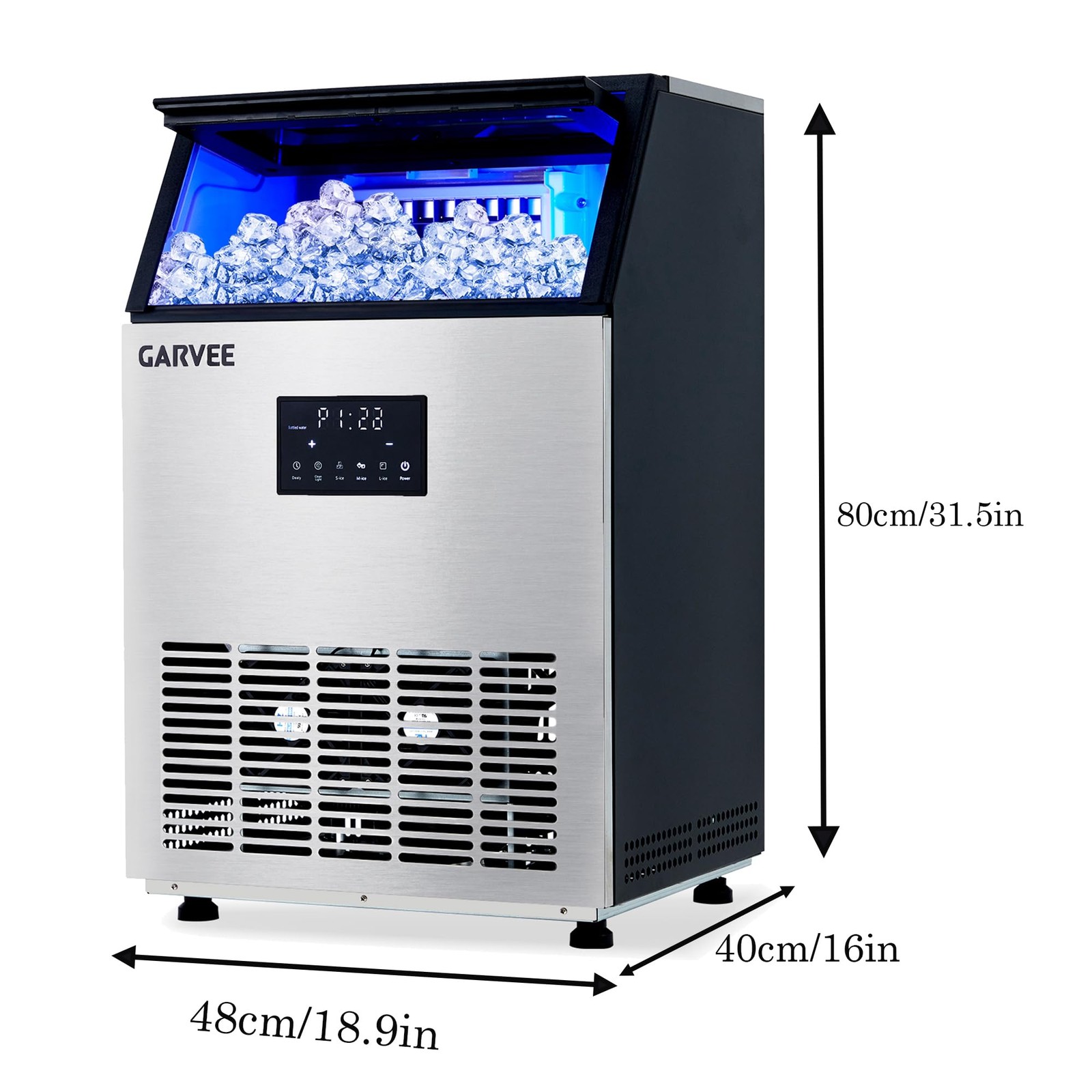 Commercial Ice Maker Machine 150 LBS/24H, Under Counter Ice Maker with 40LB Bin