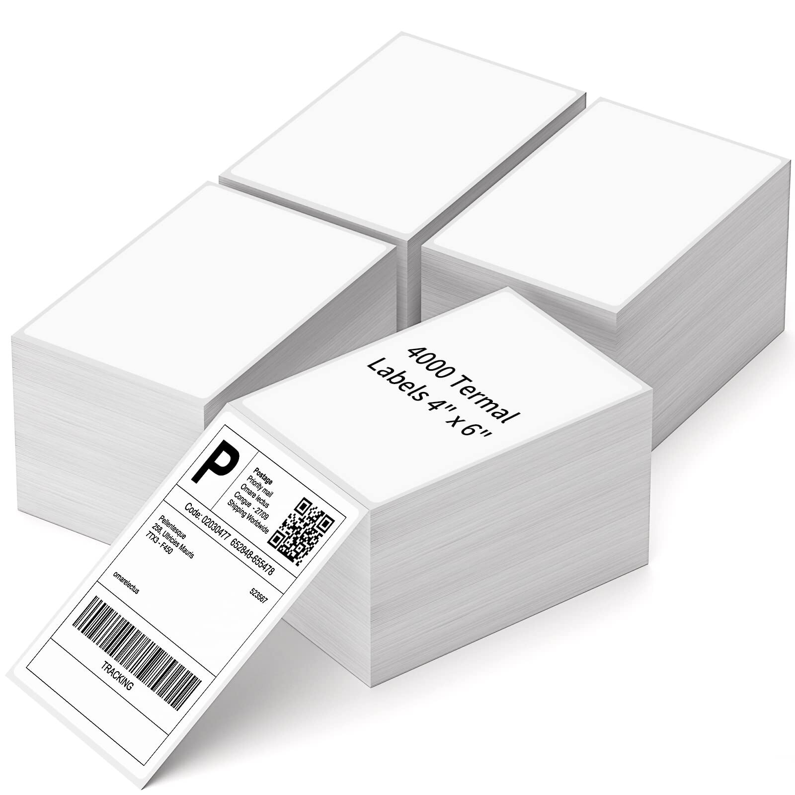 4″ x 6″ Fanfold Direct Thermal Labels, 4000 Labels Total 4 Stacks, White Perf…