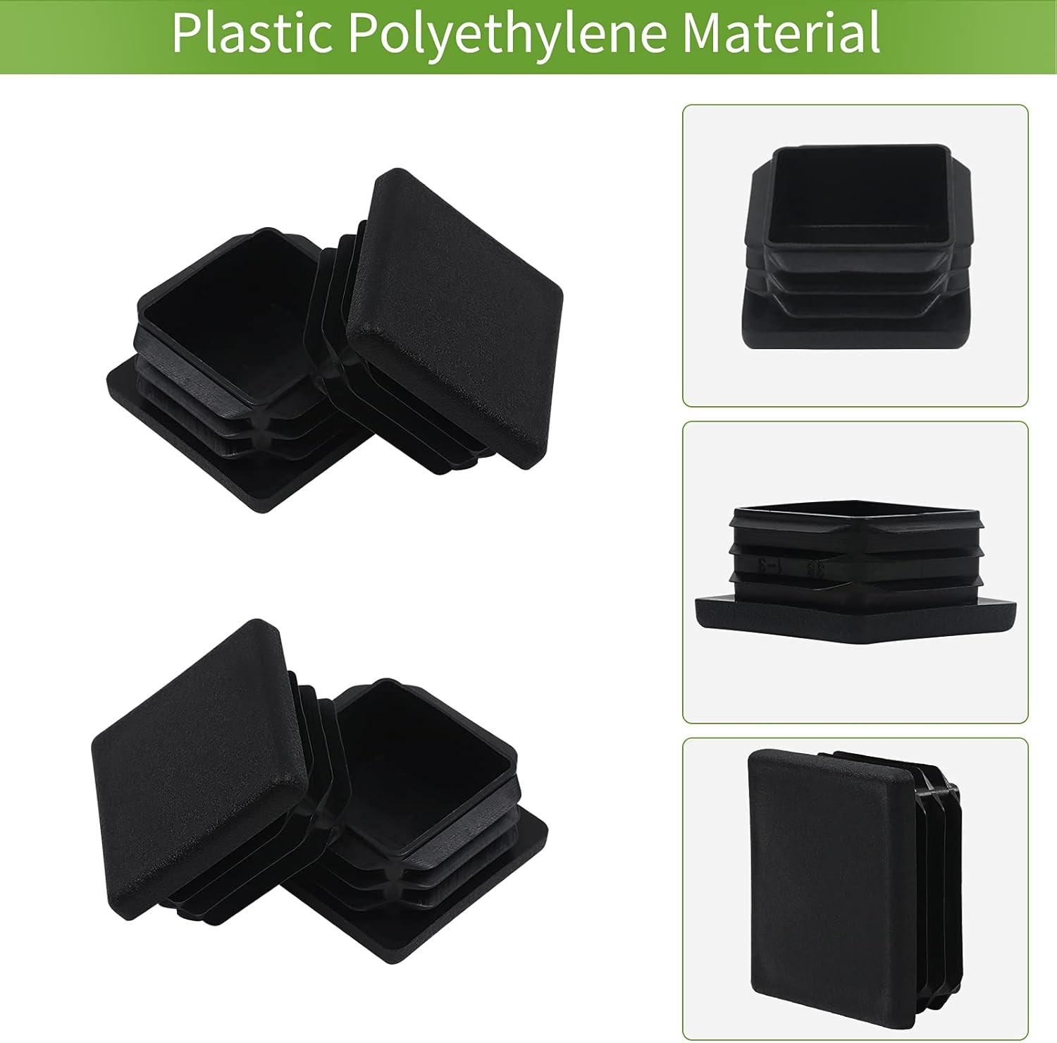 1.5 Inch Square Tube End Cap Plastic Plugs 12 Pack Square Tubing 1.5 x 1.5