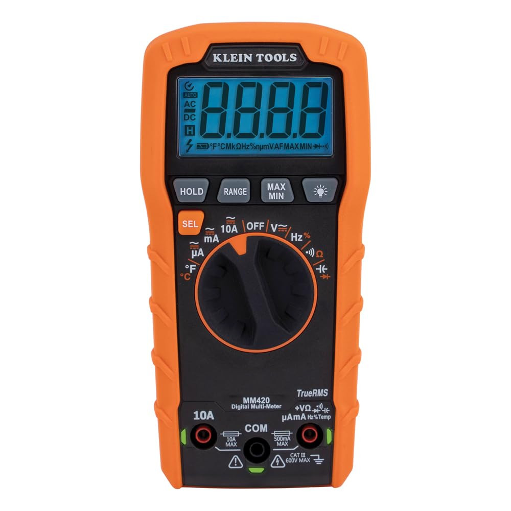 MM420 Digital Multimeter, Auto-Ranging TRMS Multimeter, 600V AC/DC Voltage, 10A