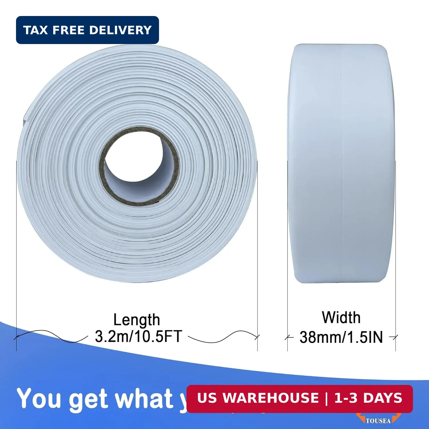 TOUSEA Professional Waterproof Caulk Strip – Self Adhesive White Sealing Tape fo