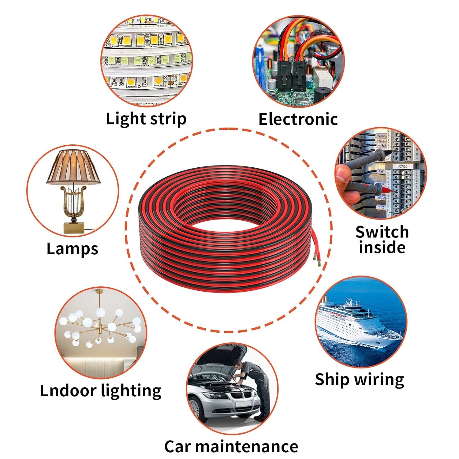 20 Gauge 2 Conductors 30FT Electrical Wire, Red Black Cable, Flexible Low Vol…