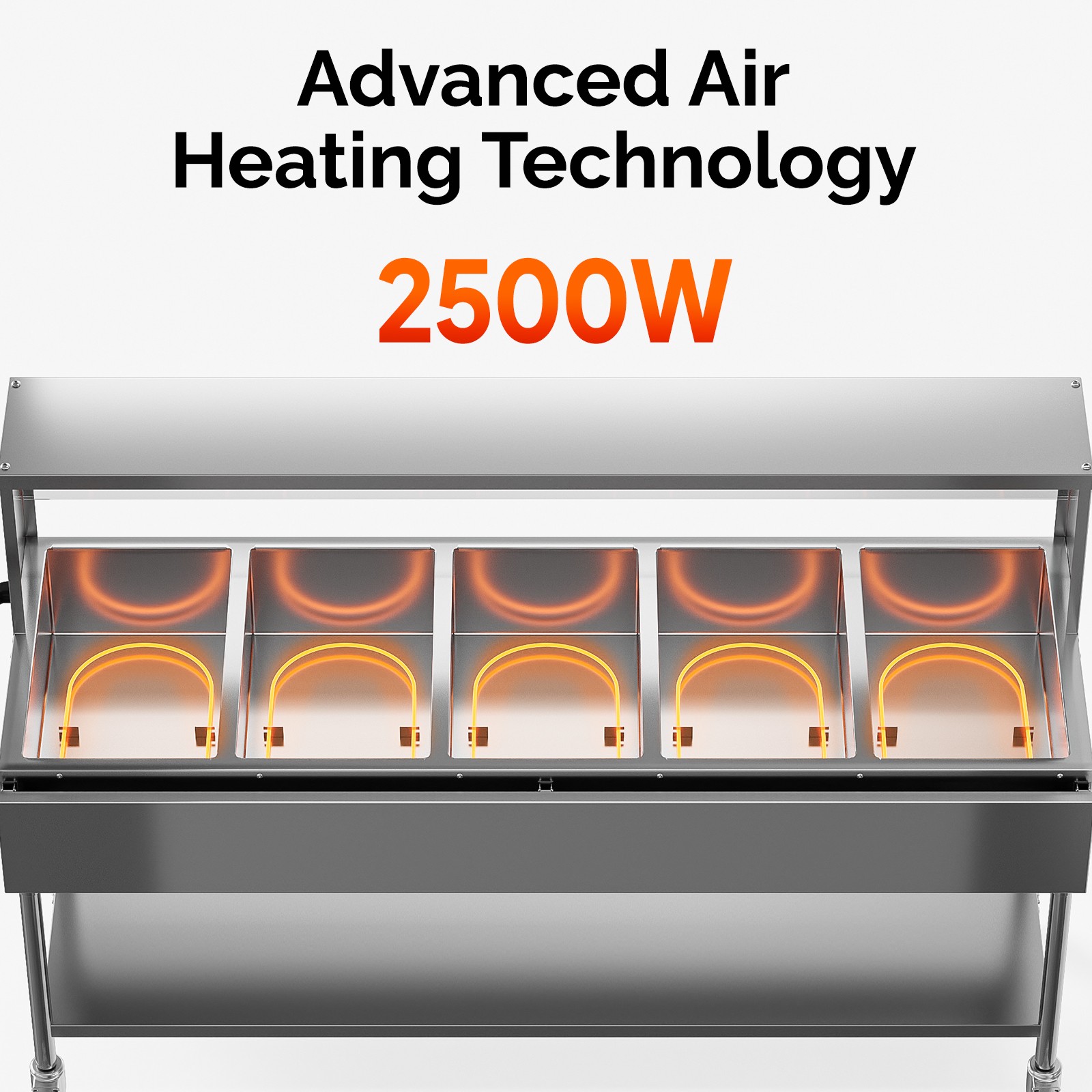 ROVSUN 120QT Electric Commercial Food Warmer 2500W, 15-Pan Steam Table 8QT/Pan