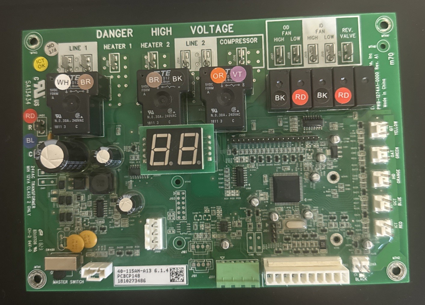 Amana PTAC Control Circuit Board PCBCP148 40-115AN-A13 PWB-1274A1-0000 . Tested