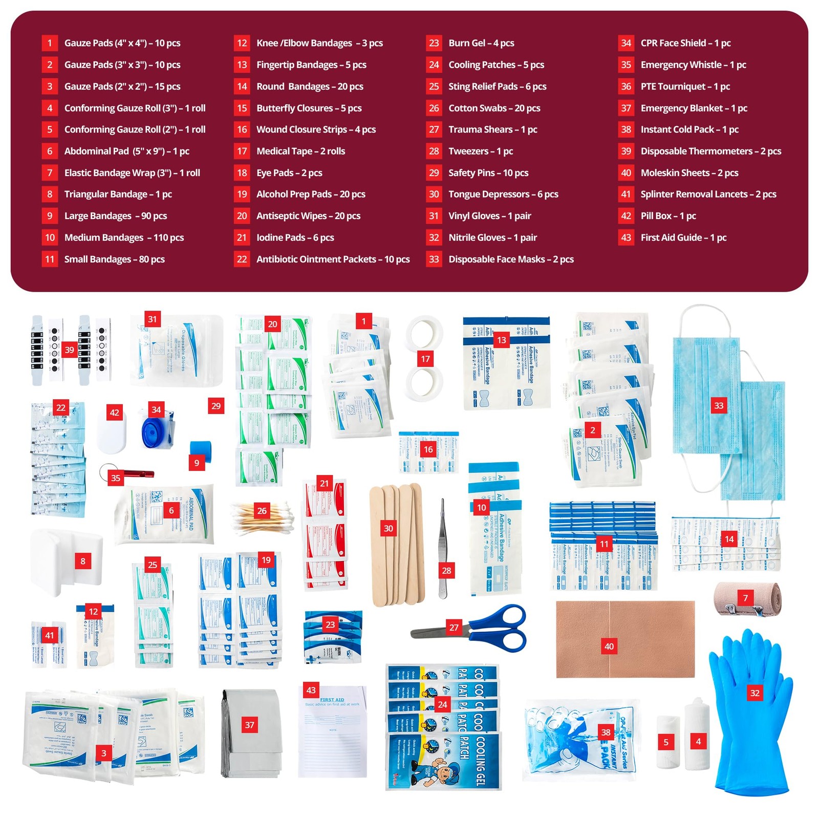 Caretac 500 Piece Premium Large First Aid Kit Fully Stocked Emergency Medical