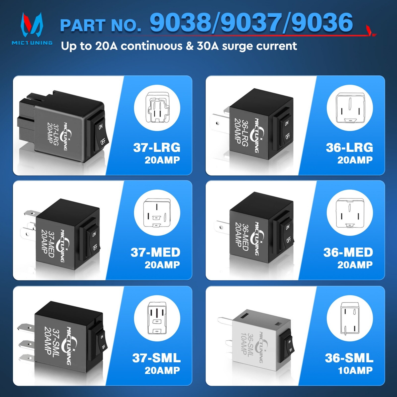 9038 Relay Bypass Switch, Relay Tester, Relay Bypass Switch Kit, 6-Pack, Black