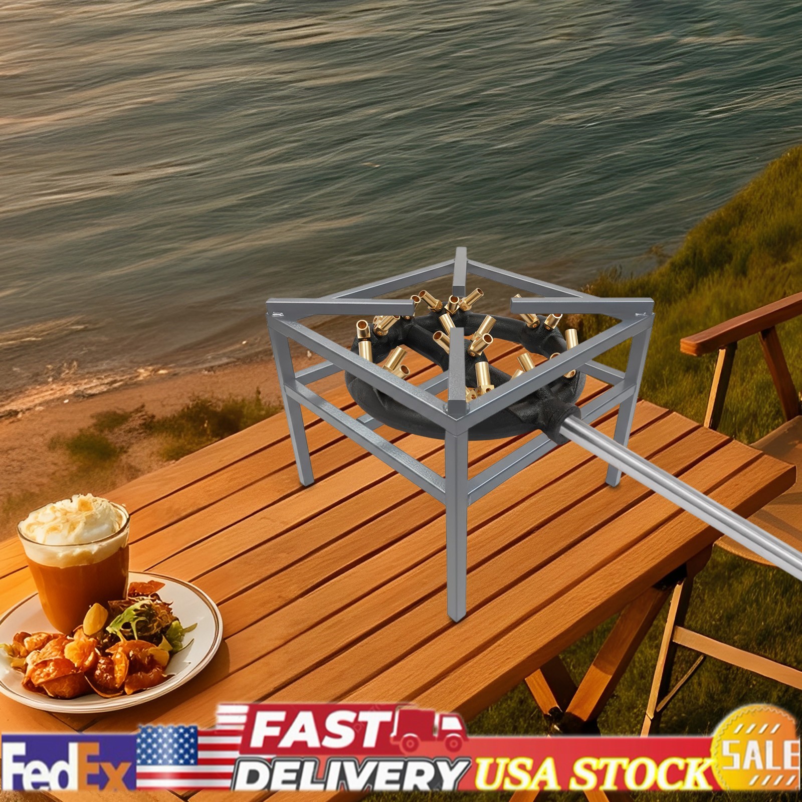 23-Tips Natural Gas Jet Burner For Chinese Wok Range Cast Iron Body Round USA